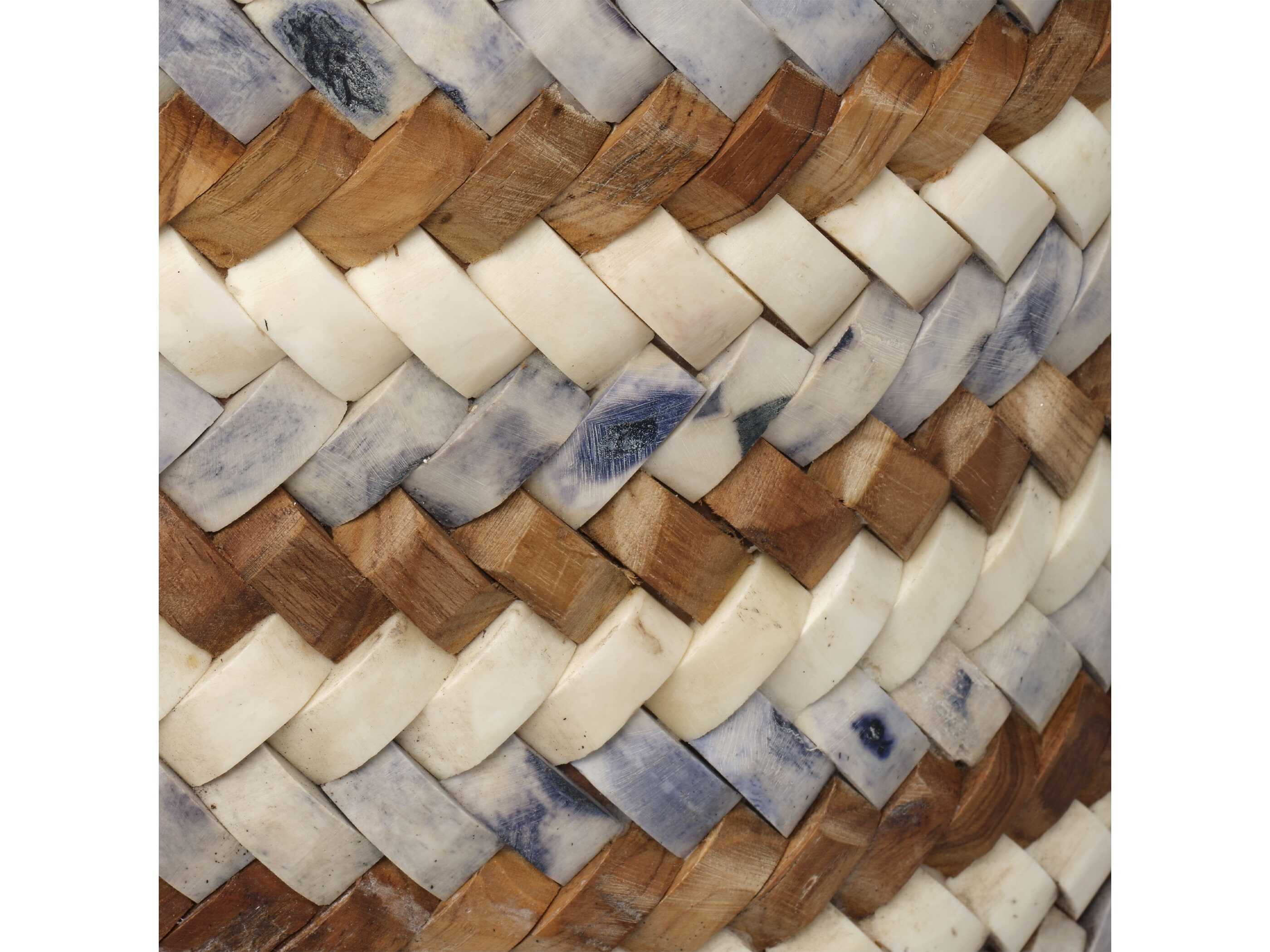 Jamie Young Interwoven Round Wood Blue End Table