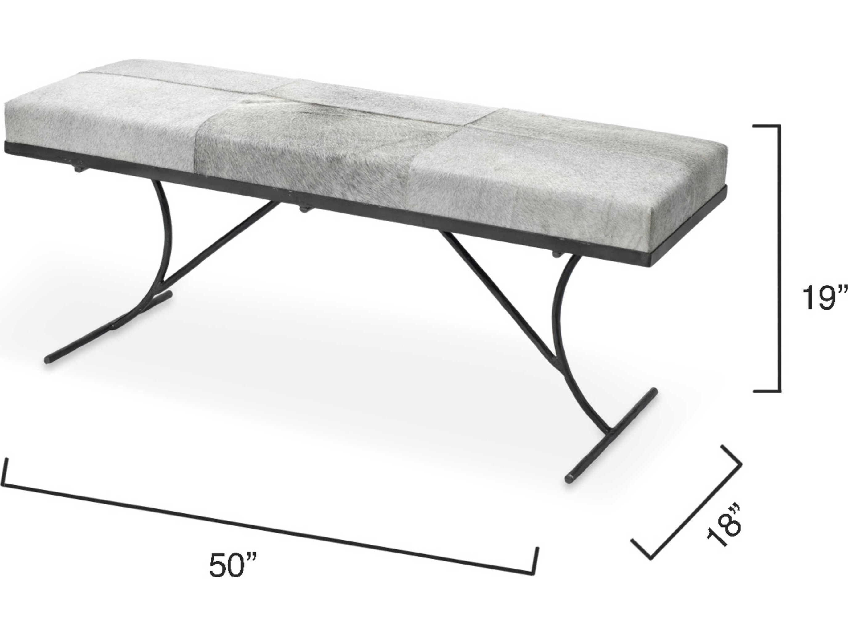 Jamie Young Kai Grey Black Leather Accent Bench
