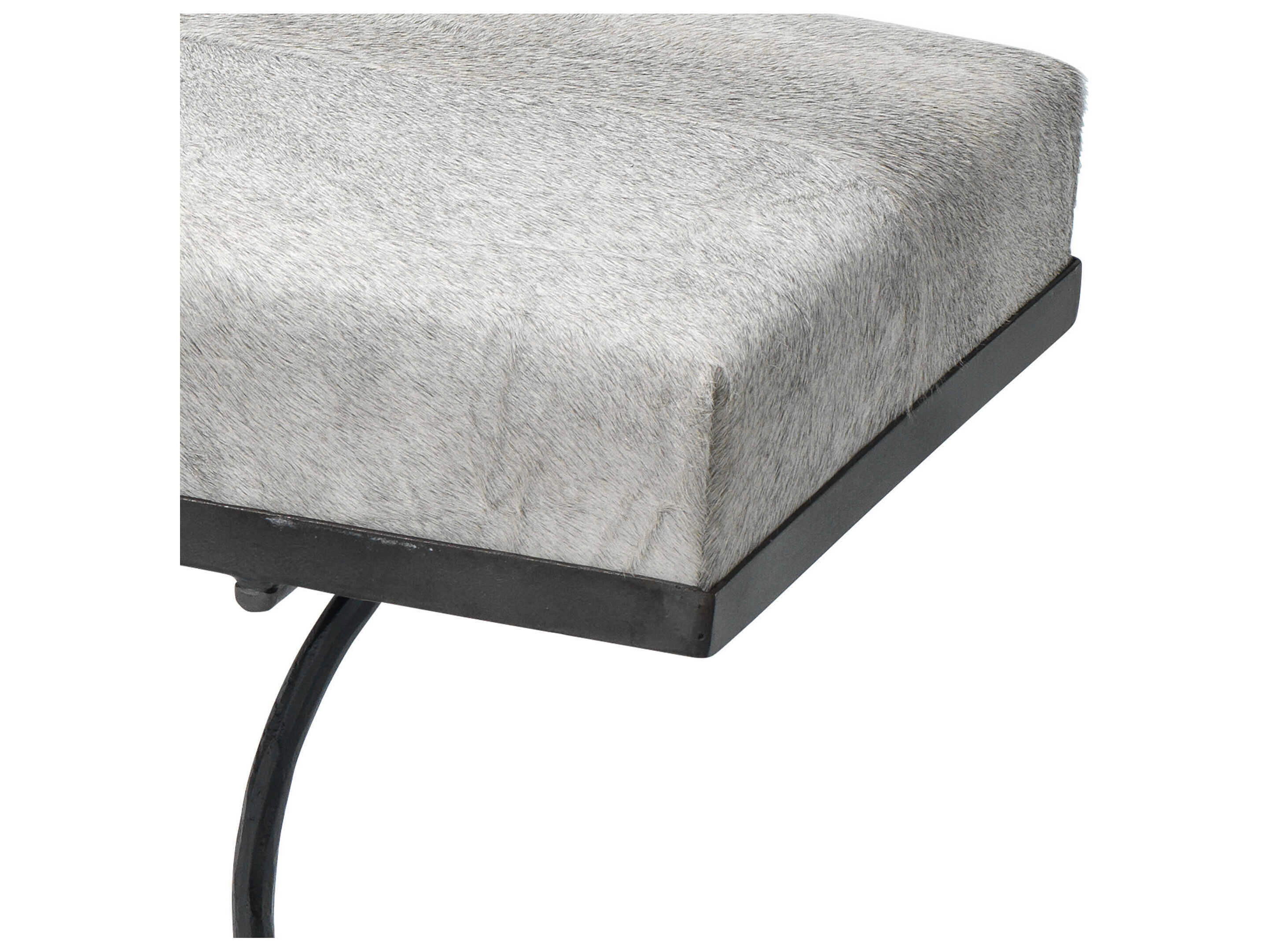 Jamie Young Kai Grey Black Leather Accent Bench