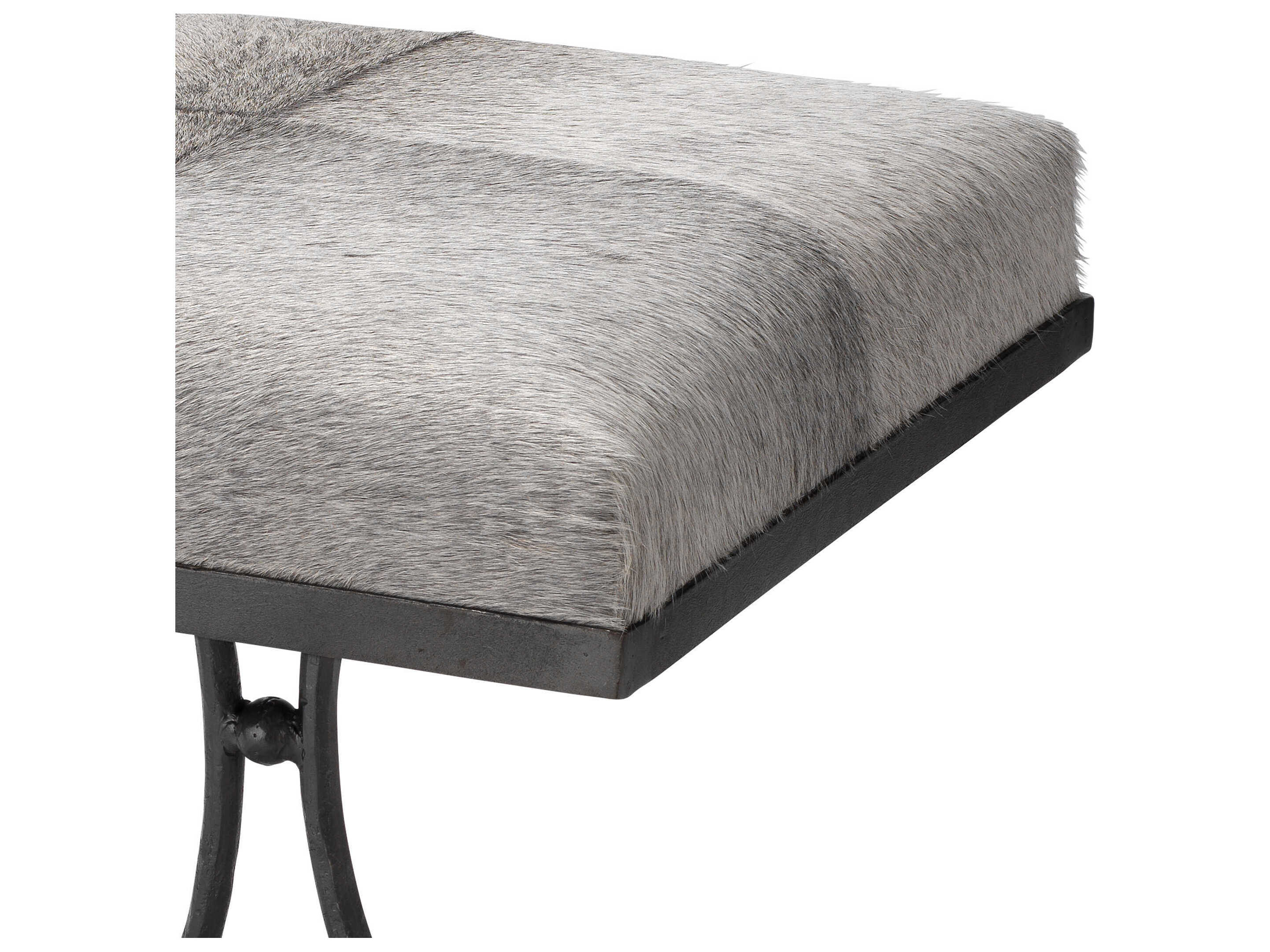 Jamie Young Kai Grey Black Leather Accent Bench
