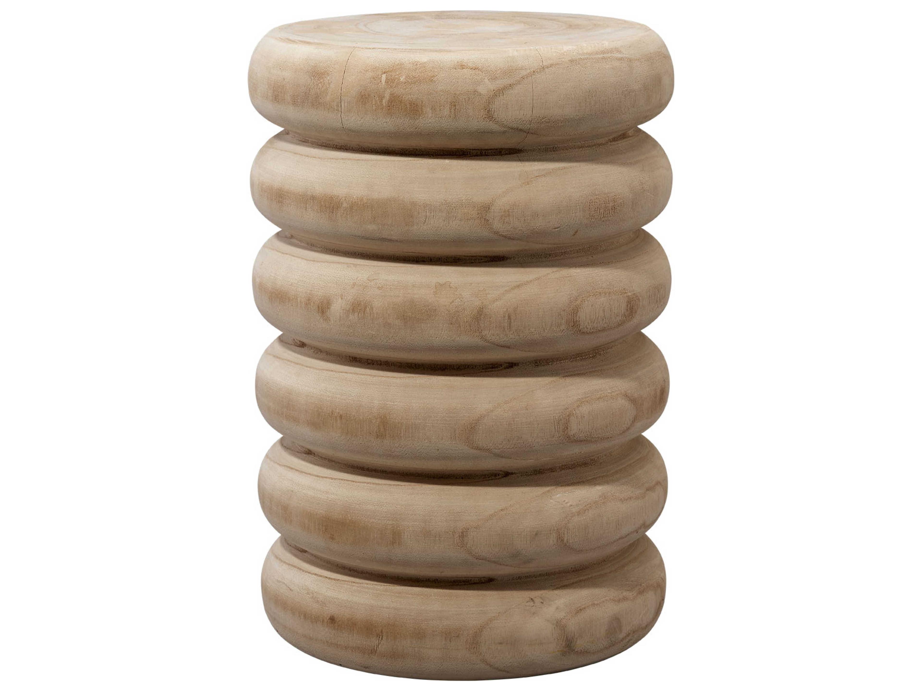 Jamie Young Mojave Round Wood Natural End Table