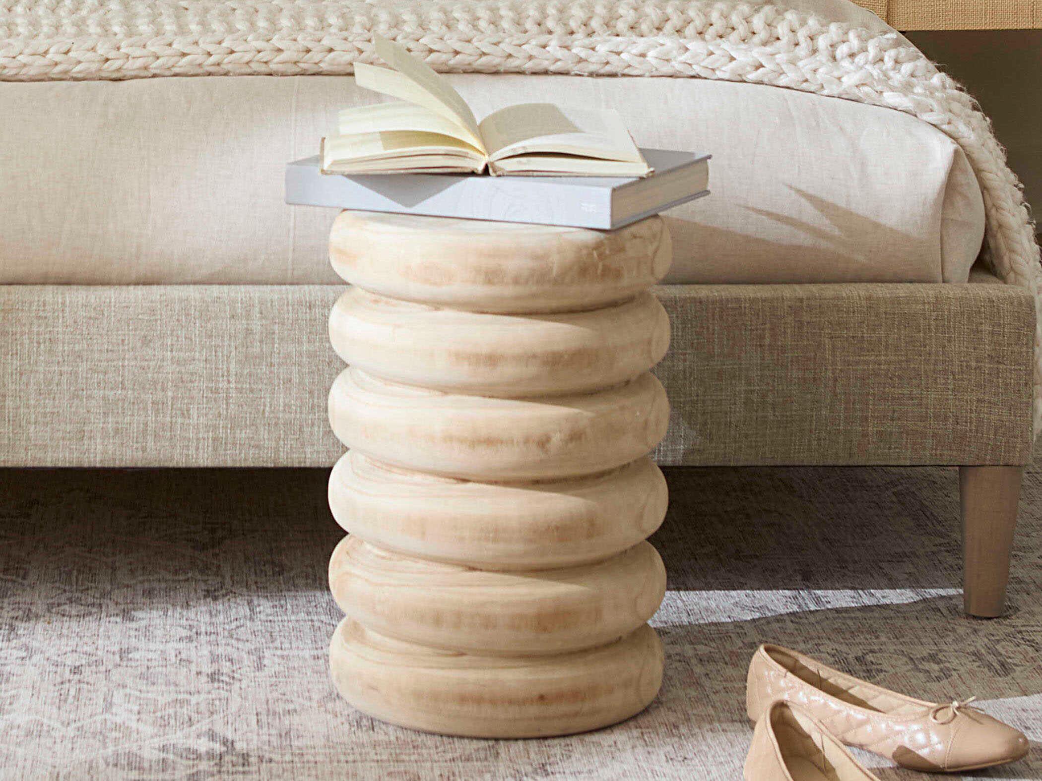 Jamie Young Mojave Round Wood Natural End Table