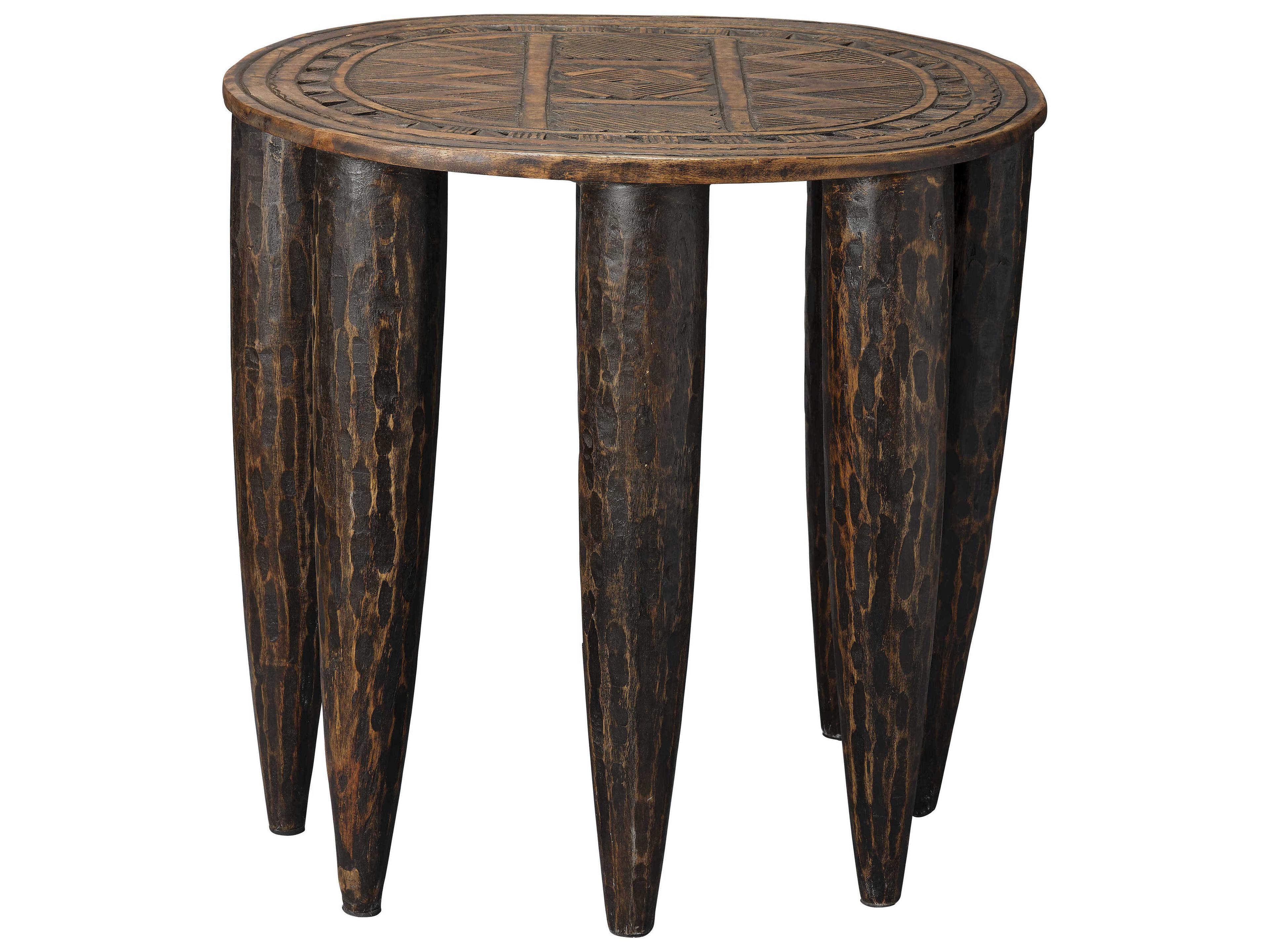Jamie Young Naga Dark Antique Brown Accent Stool