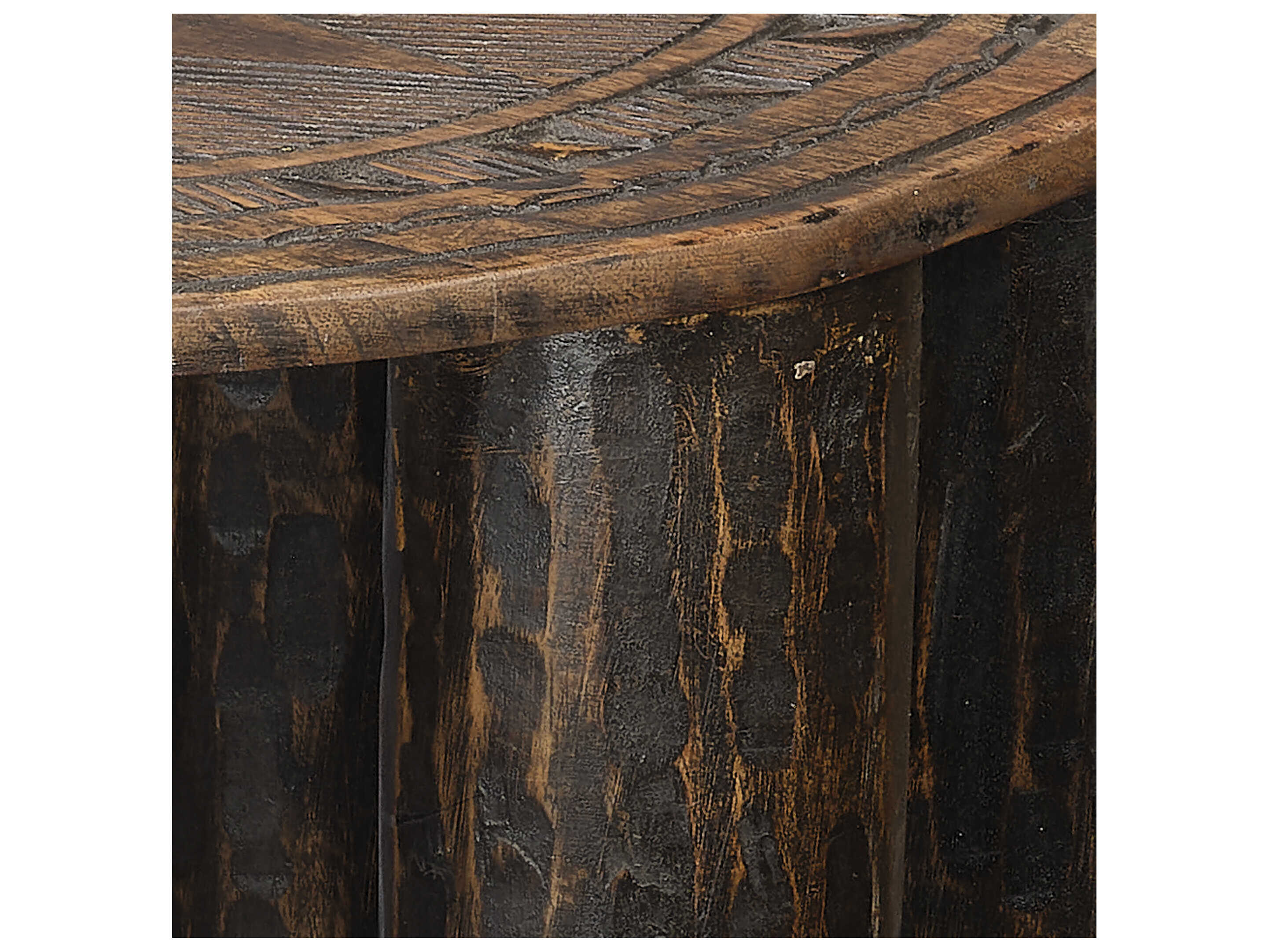 Jamie Young Naga Dark Antique Brown Accent Stool