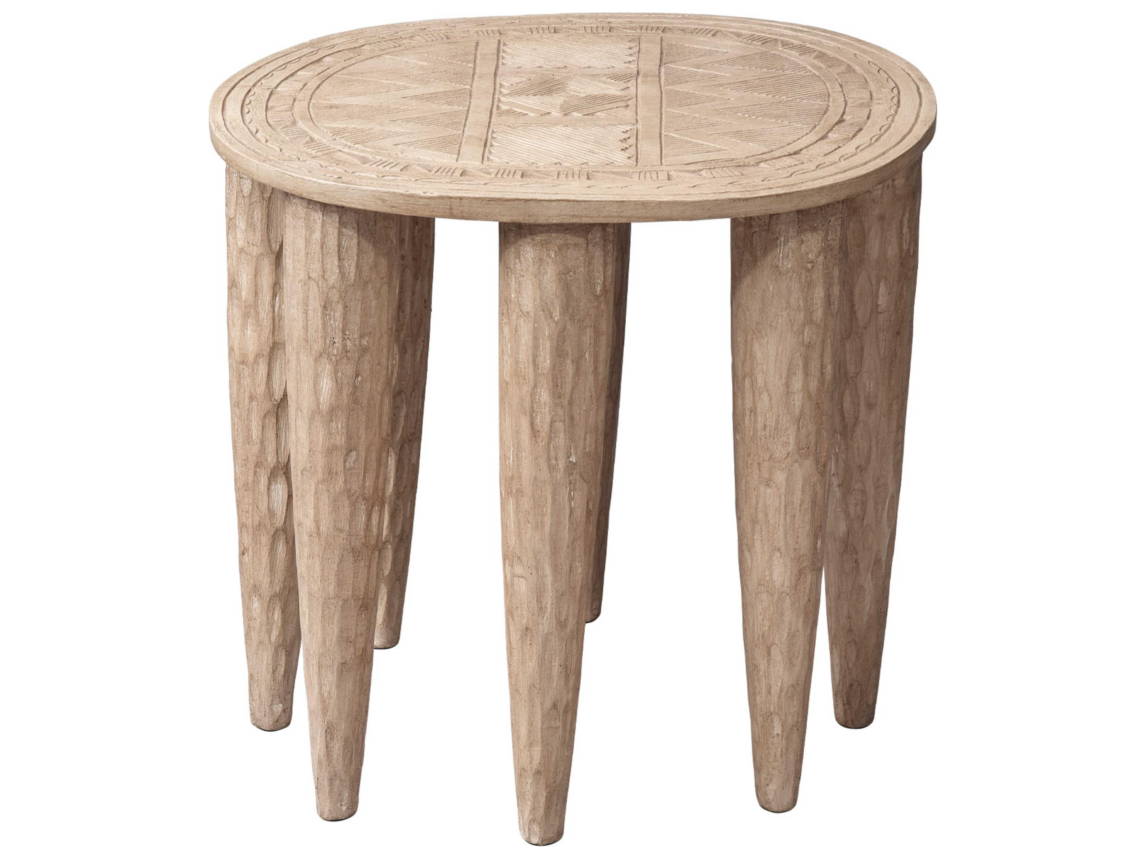 Jamie Young Naga Bleached Beige Accent Stool