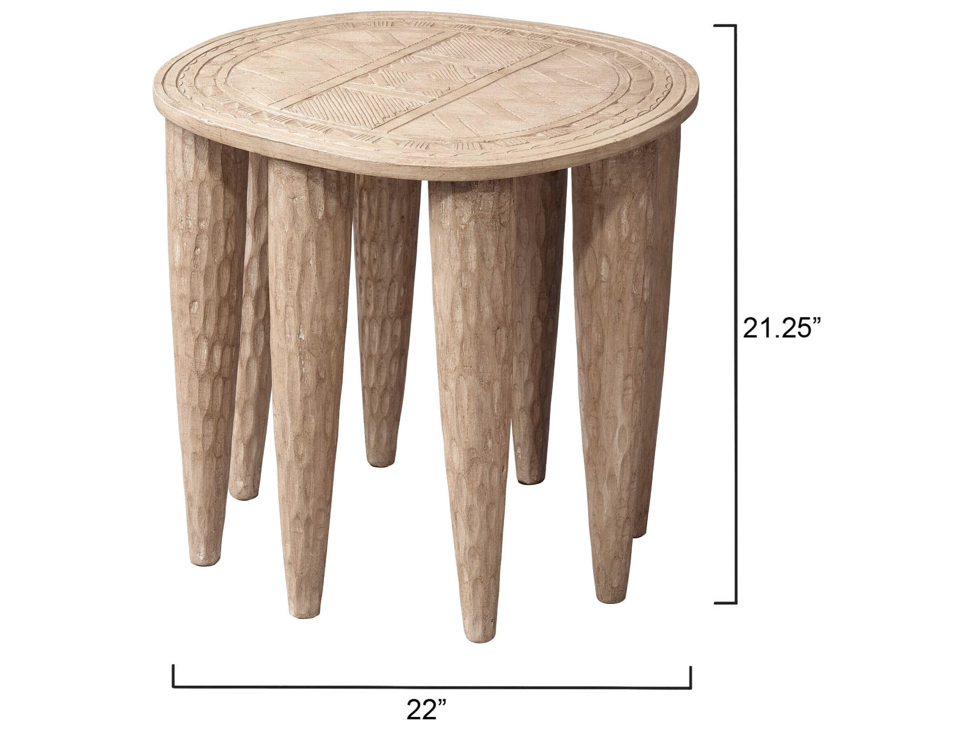 Jamie Young Naga Bleached Beige Accent Stool