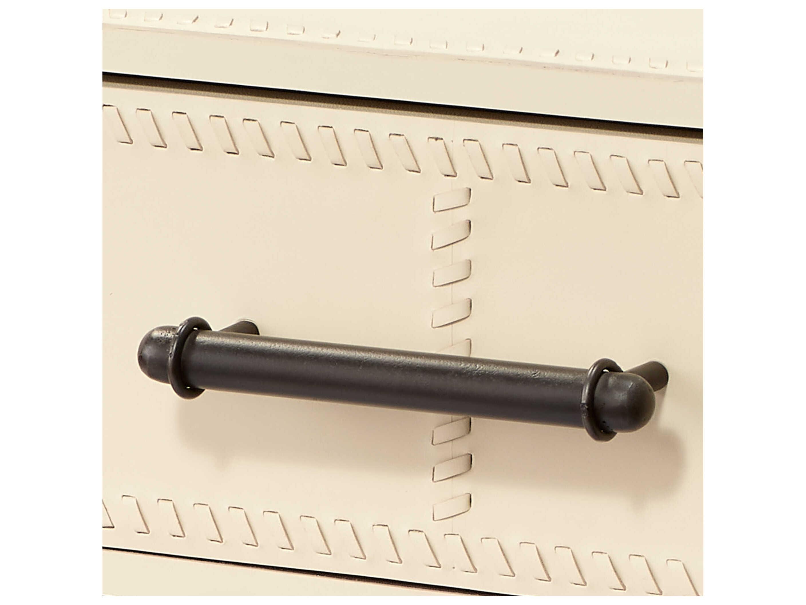 Jamie Young Nevado Rectangular Off White Leather Black Iron Console Table