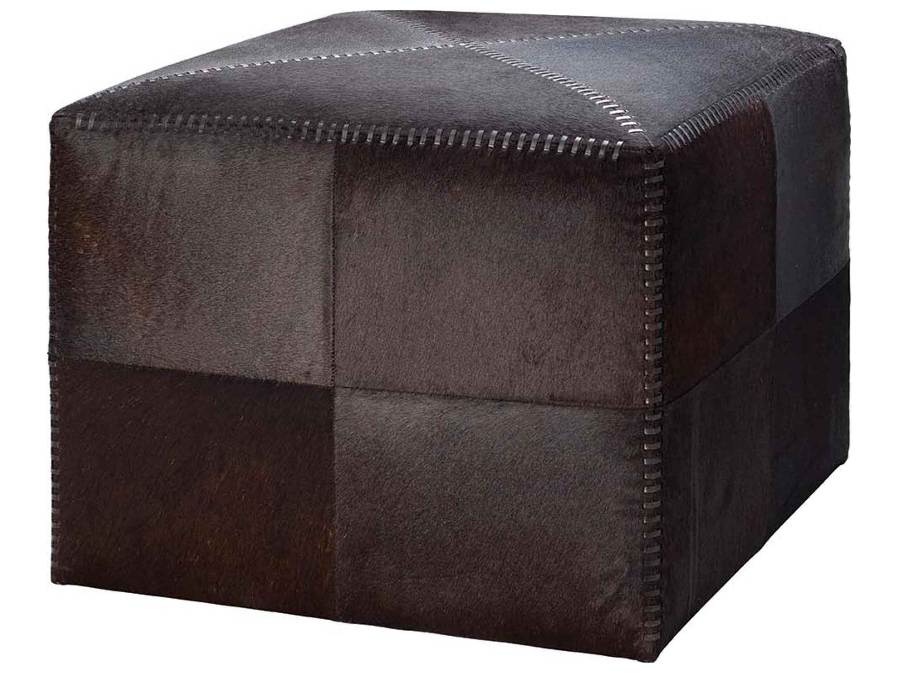 Jamie Young Espresso Dark Brown Leather Ottoman