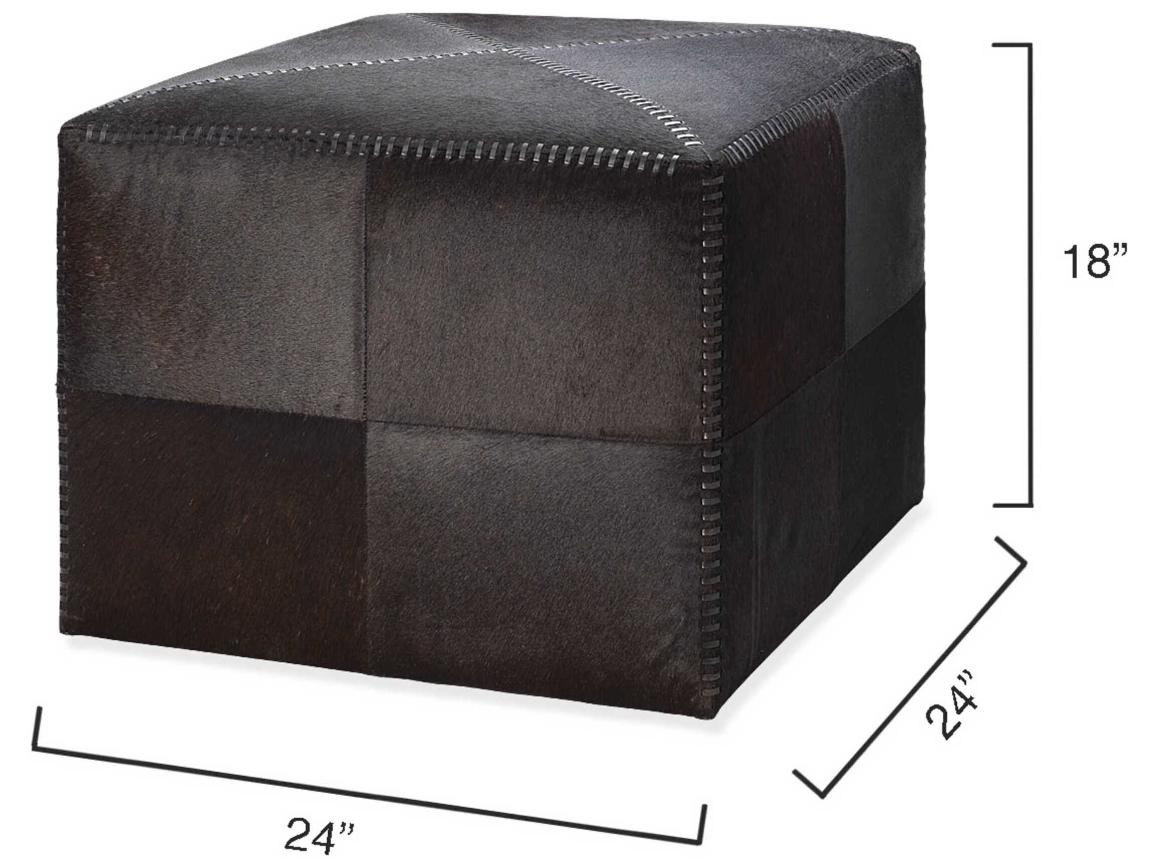 Jamie Young Espresso Dark Brown Leather Ottoman