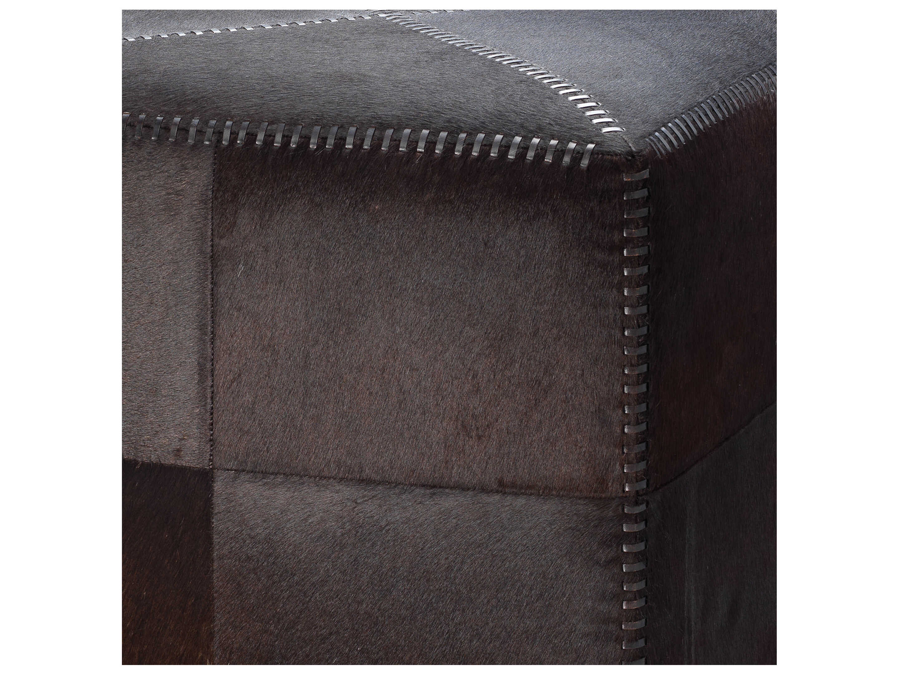 Jamie Young Espresso Dark Brown Leather Ottoman
