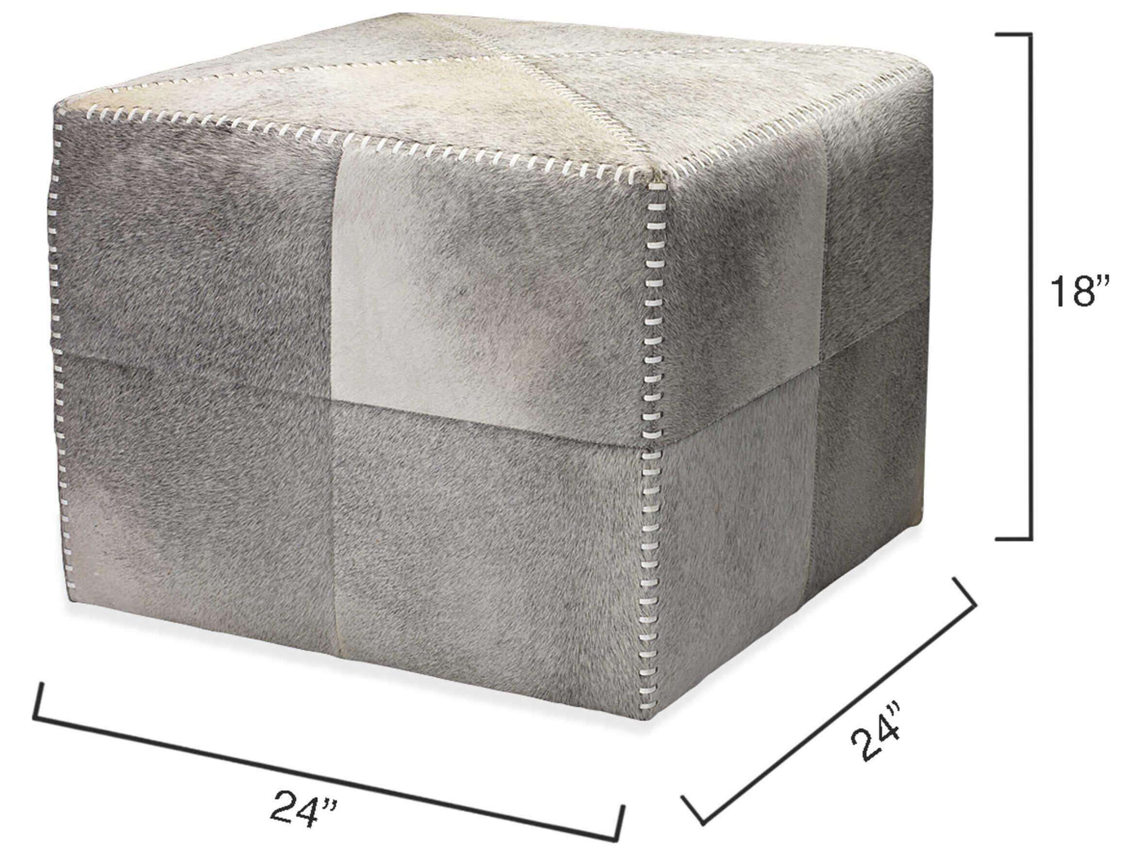 Jamie Young Hide Gray Leather Ottoman