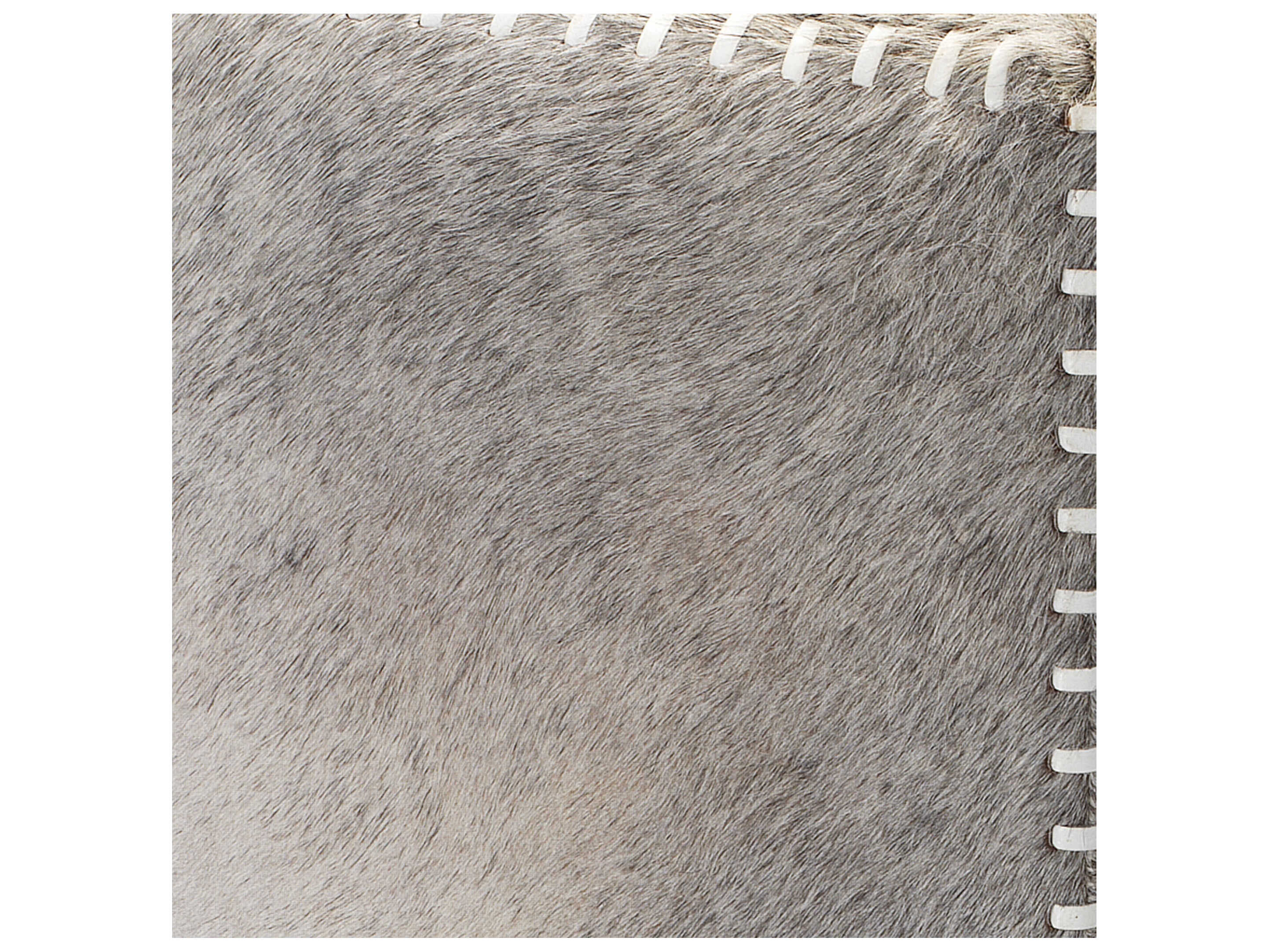 Jamie Young Hide Gray Leather Ottoman