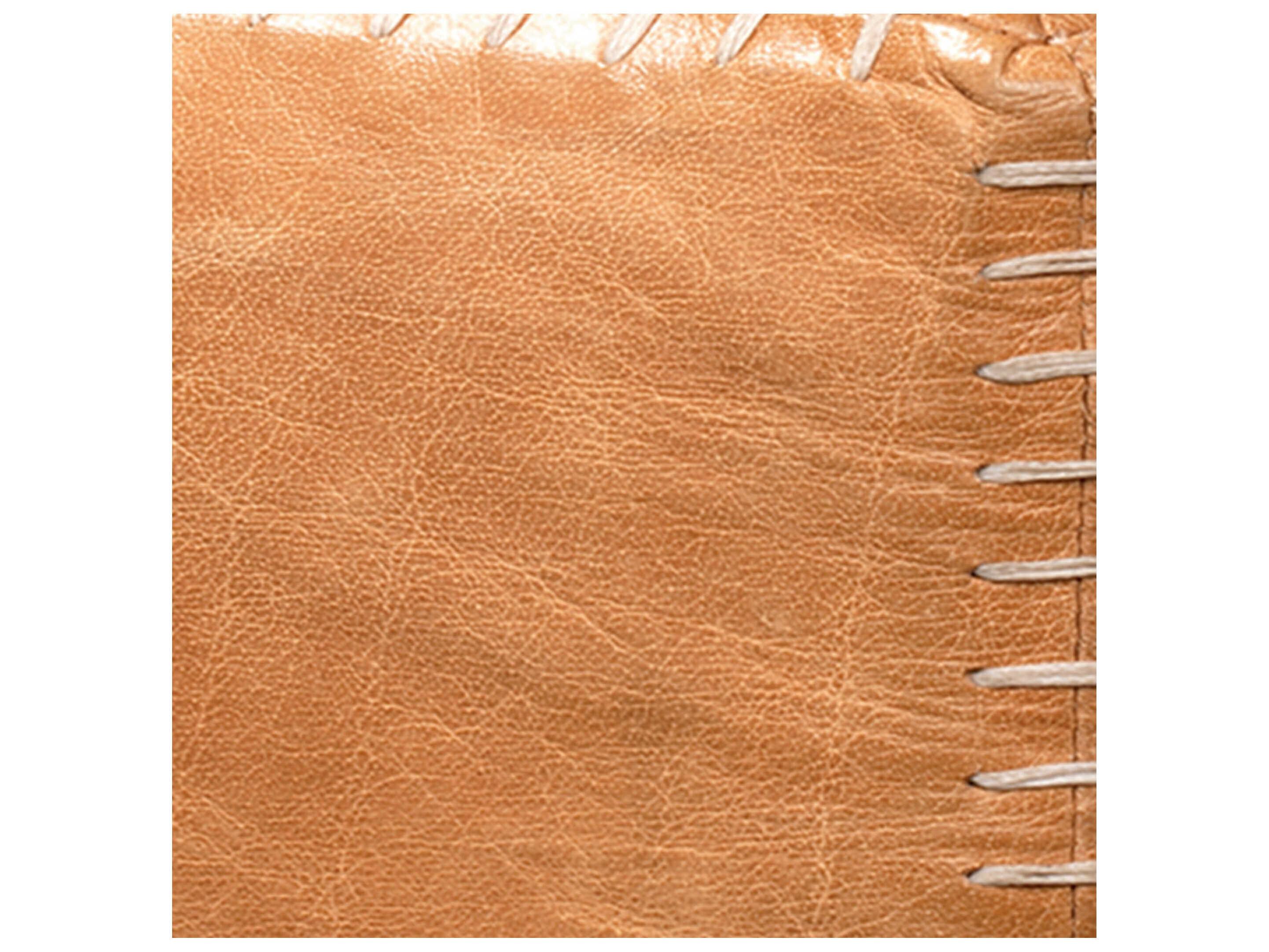 Jamie Young Buff Leather Tan Upholstered Ottoman