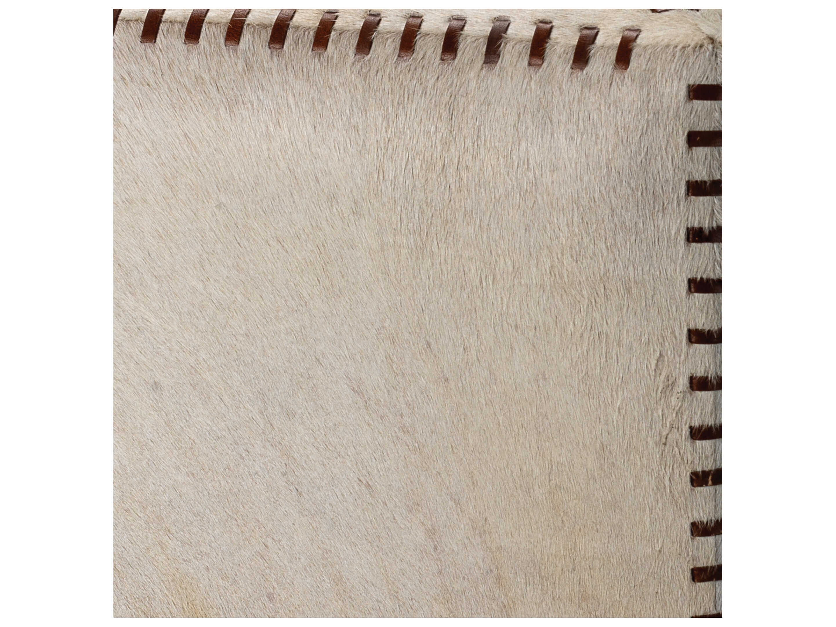 Jamie Young Hide White Cream Leather Ottoman