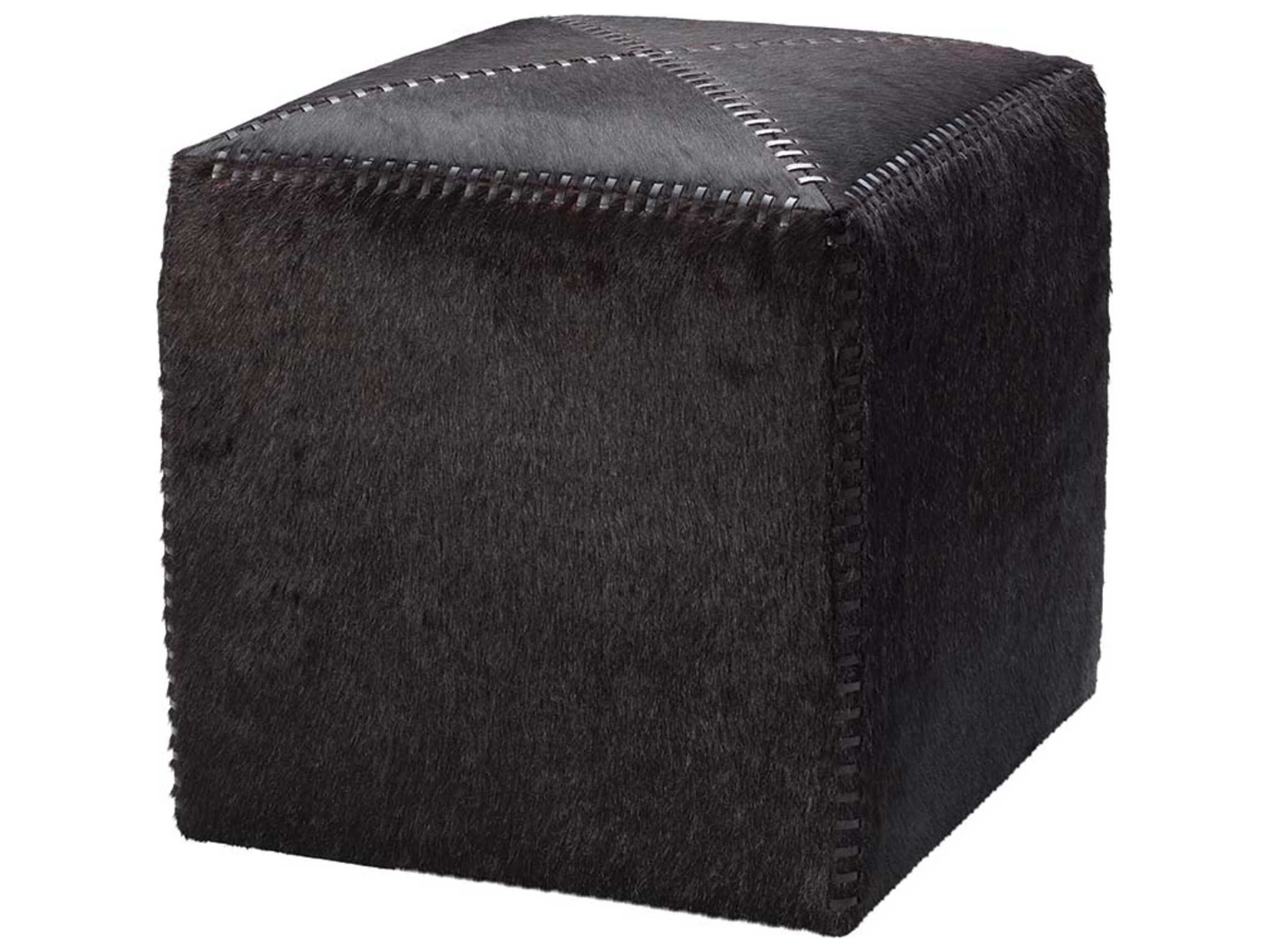 Jamie Young Espresso Dark Brown Leather Ottoman