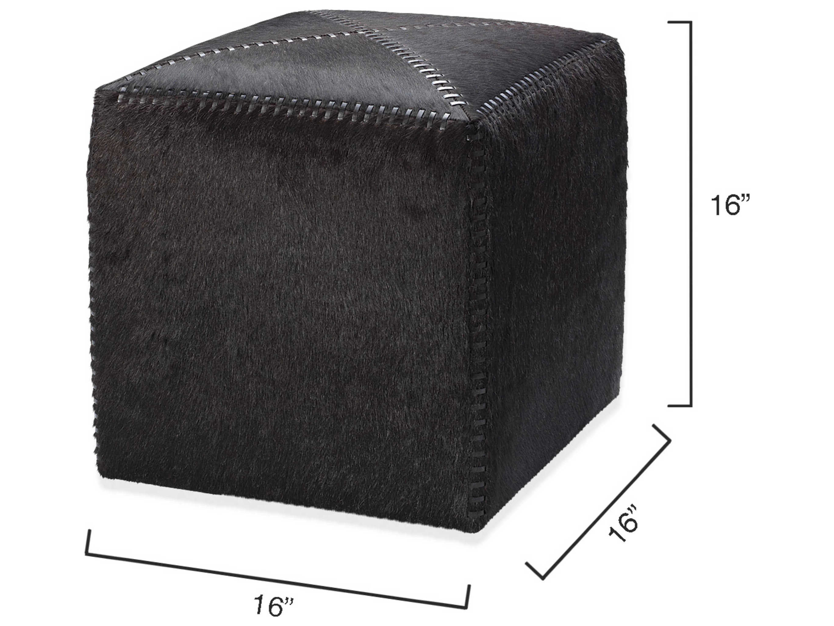 Jamie Young Espresso Dark Brown Leather Ottoman