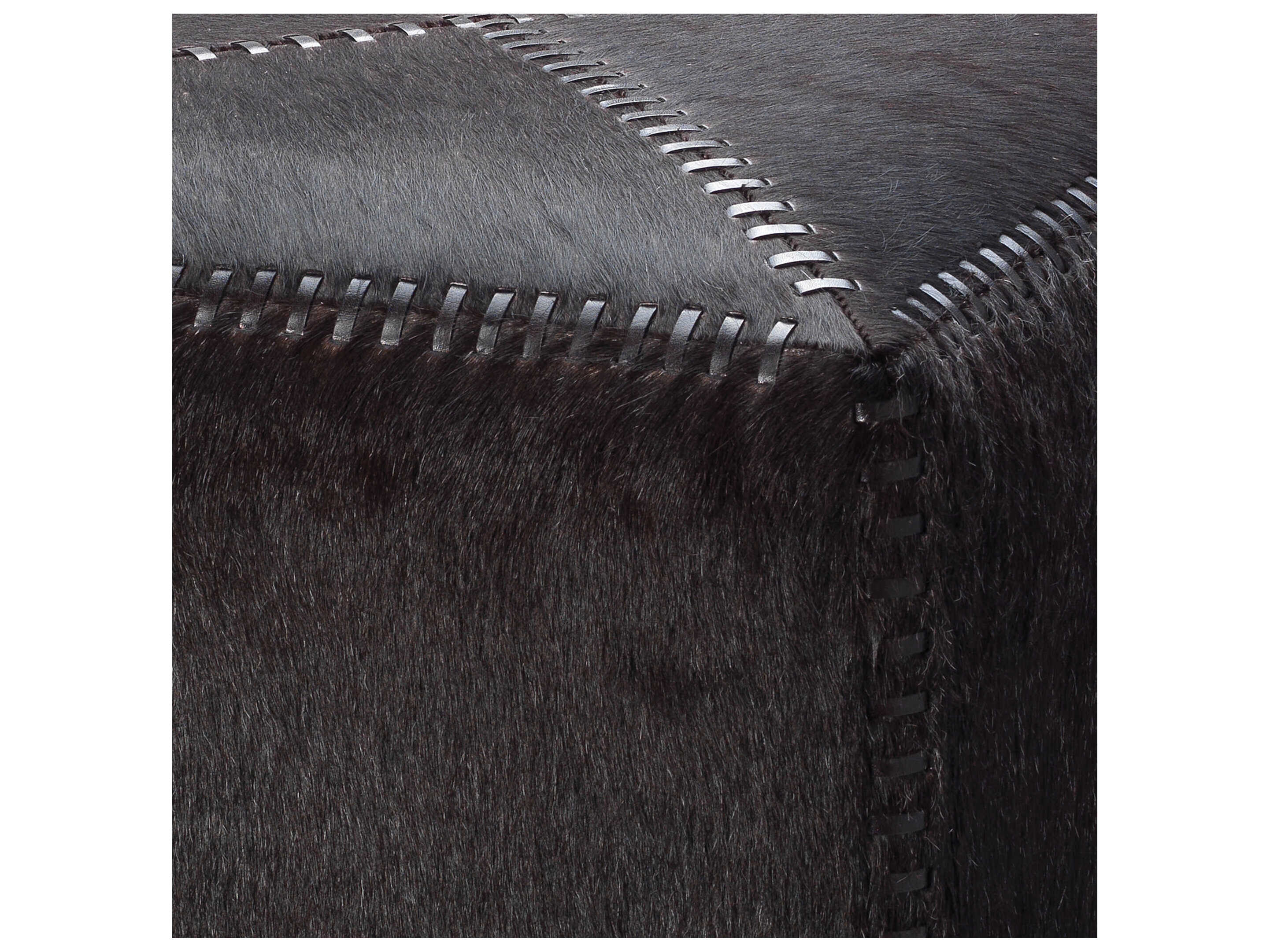 Jamie Young Espresso Dark Brown Leather Ottoman