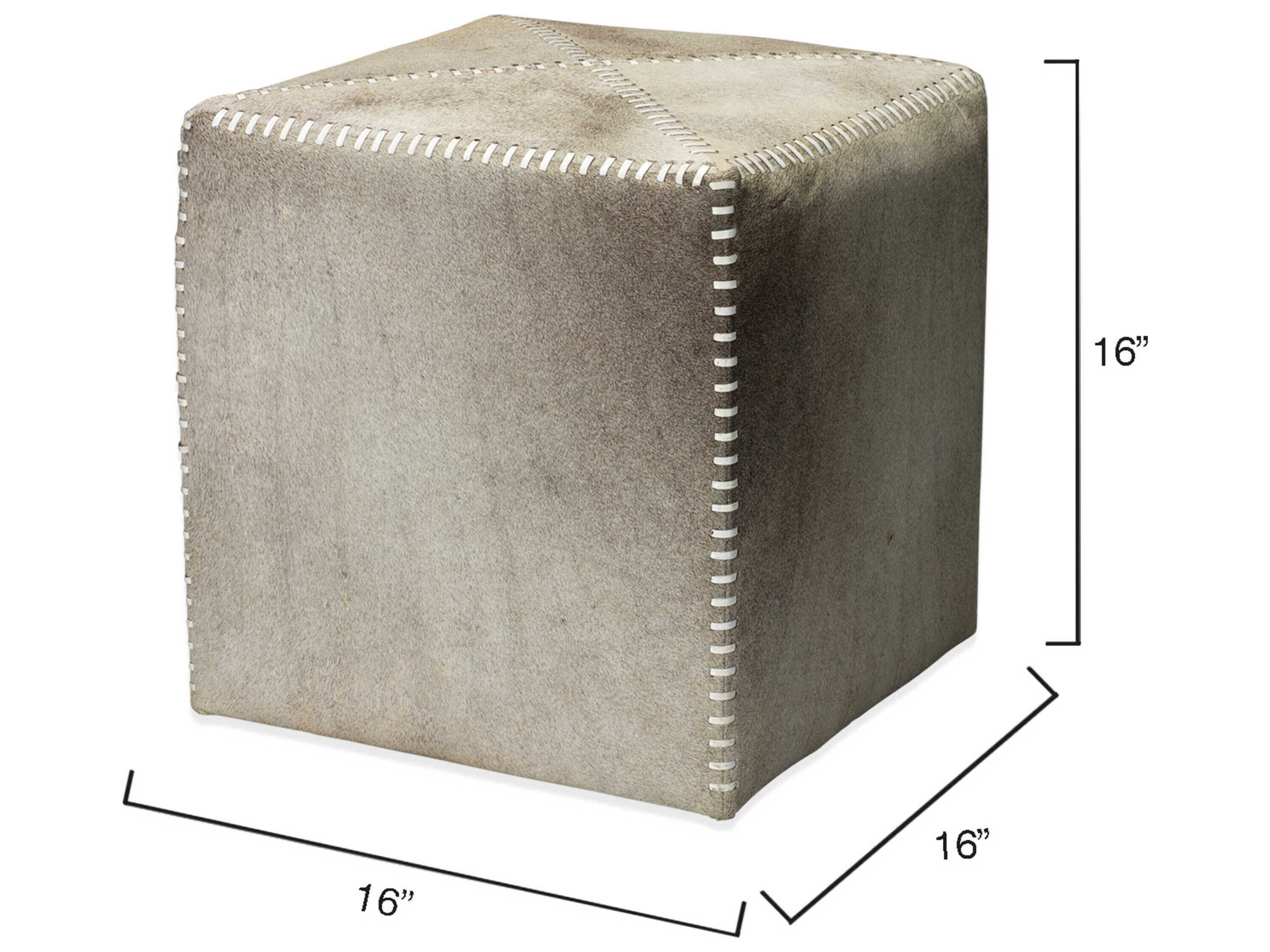 Jamie Young Hide Gray Leather Ottoman