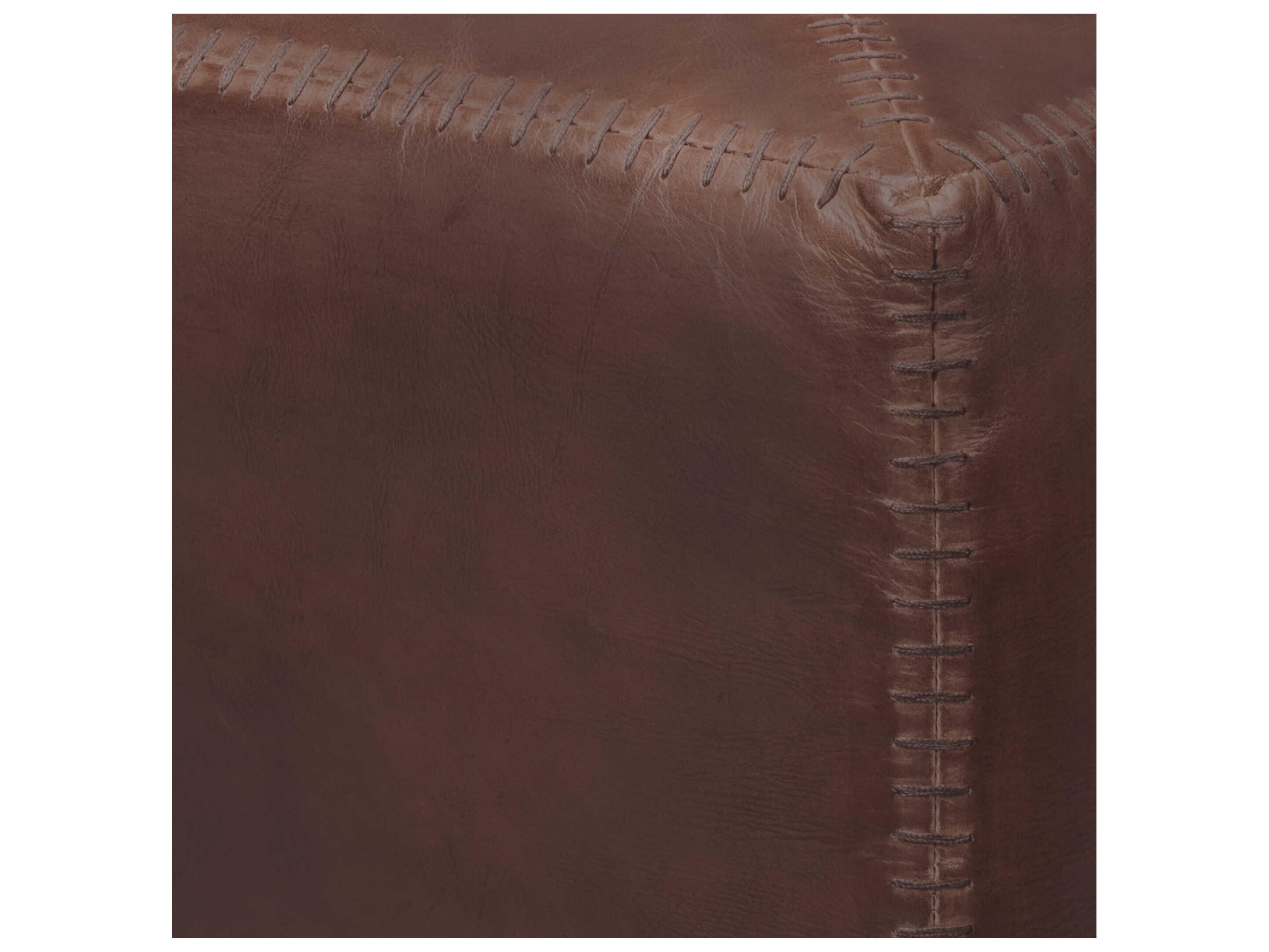 Jamie Young Tobacco Leather Tan Upholstered Ottoman