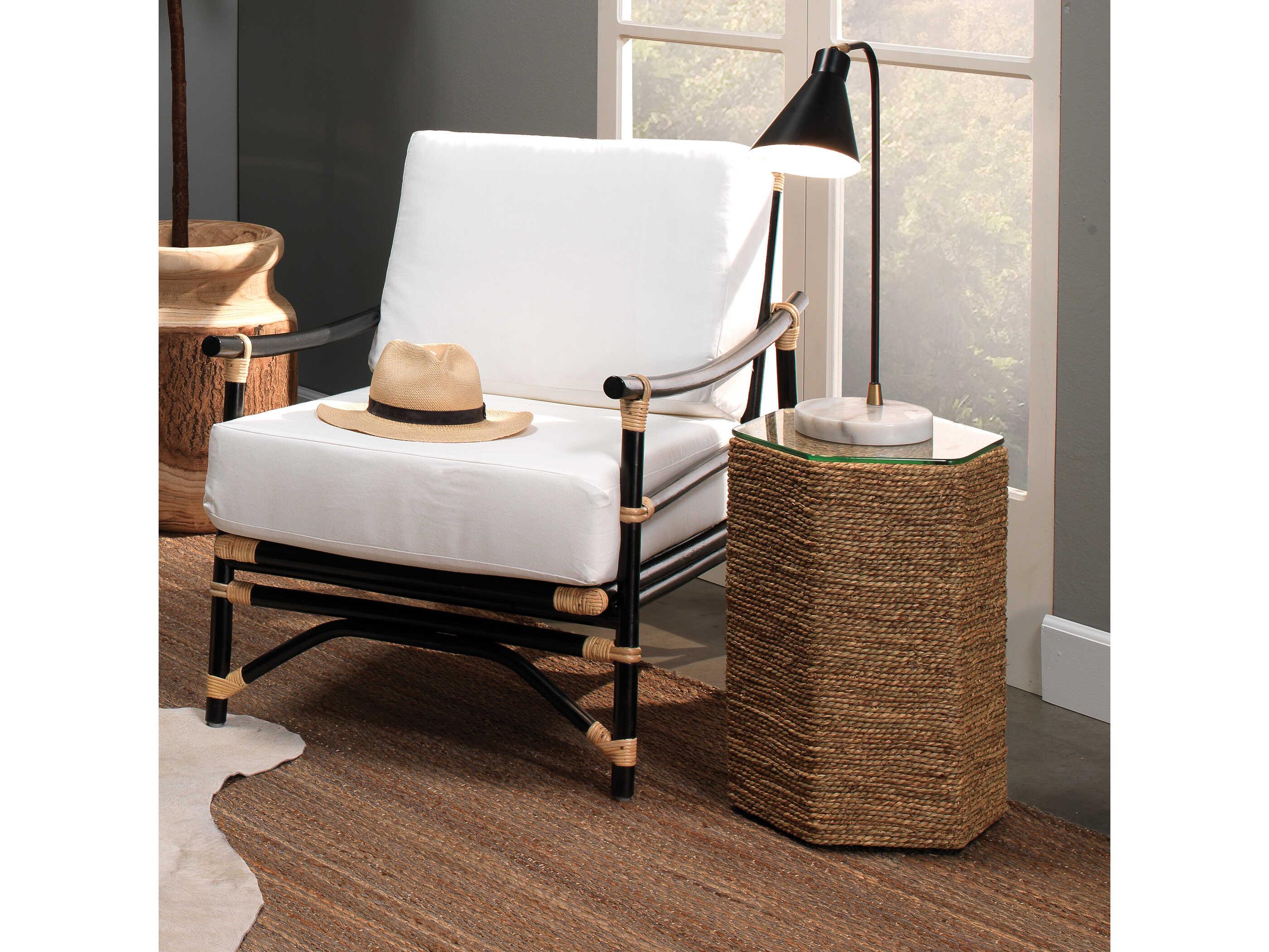 Jamie Young Peninsula Hexagon Glass Natural Sea Grass End Table