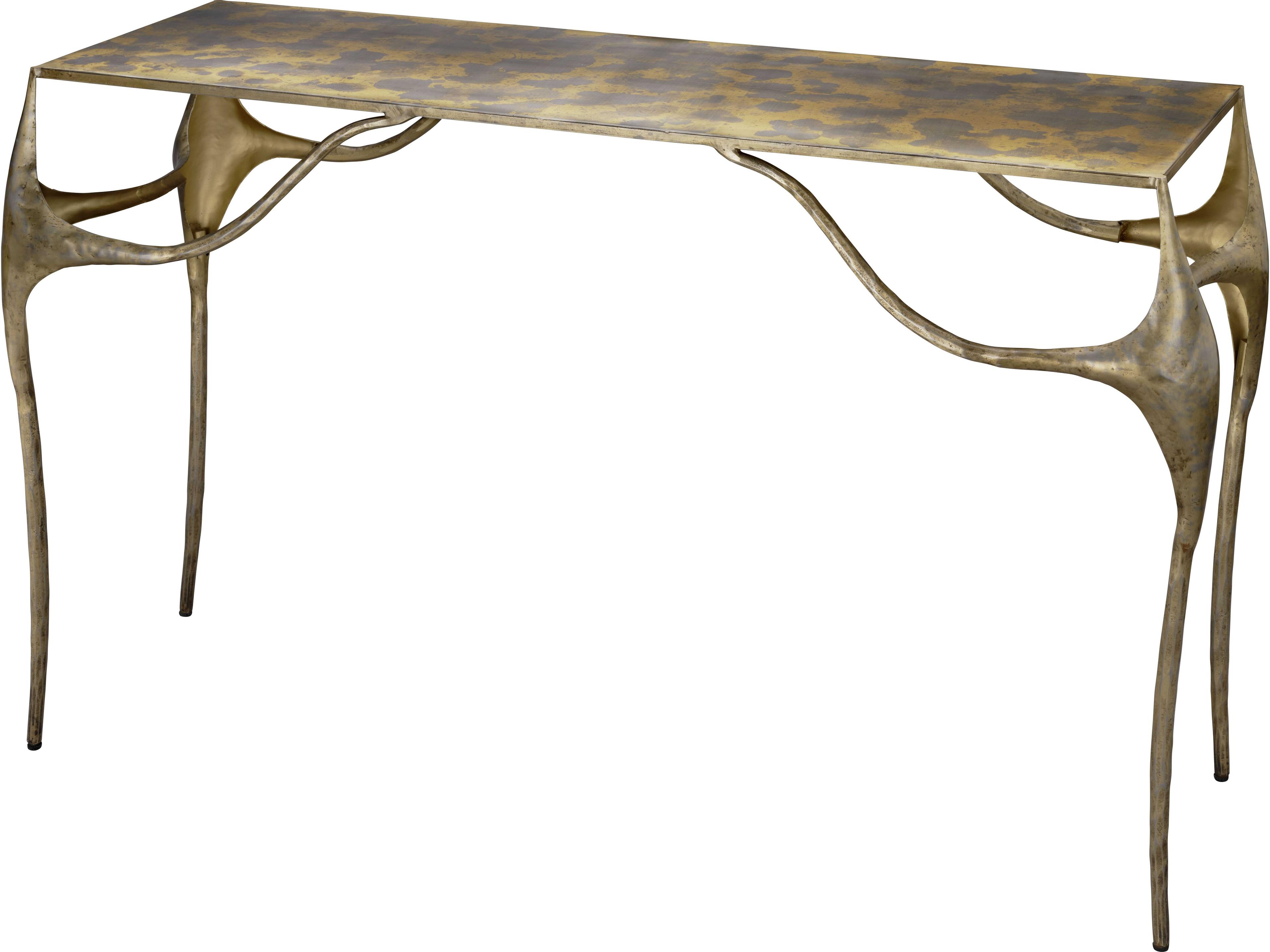 Jamie Young Persephone Rectangular Metal Antique Brass Console Table