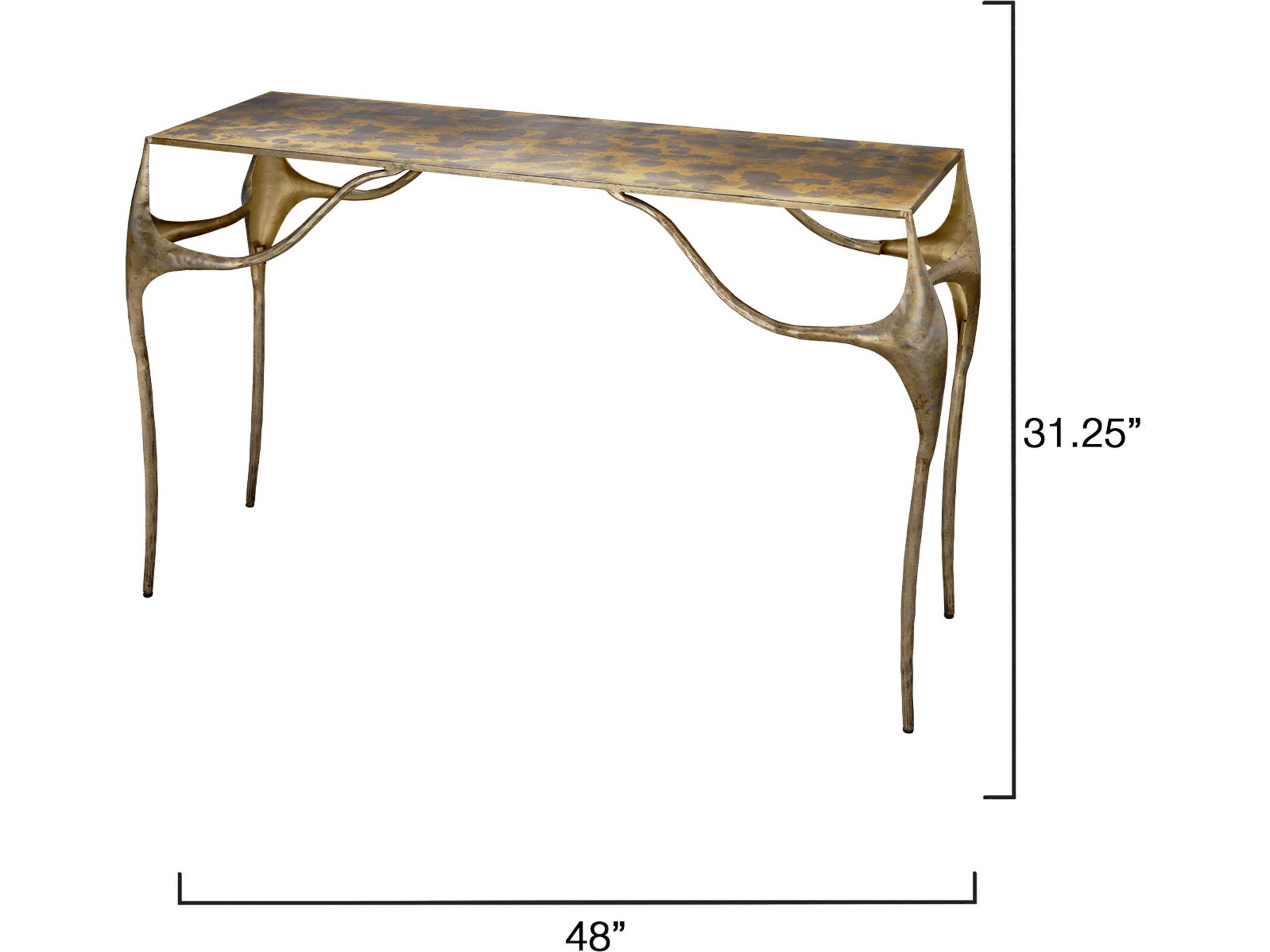 Jamie Young Persephone Rectangular Metal Antique Brass Console Table