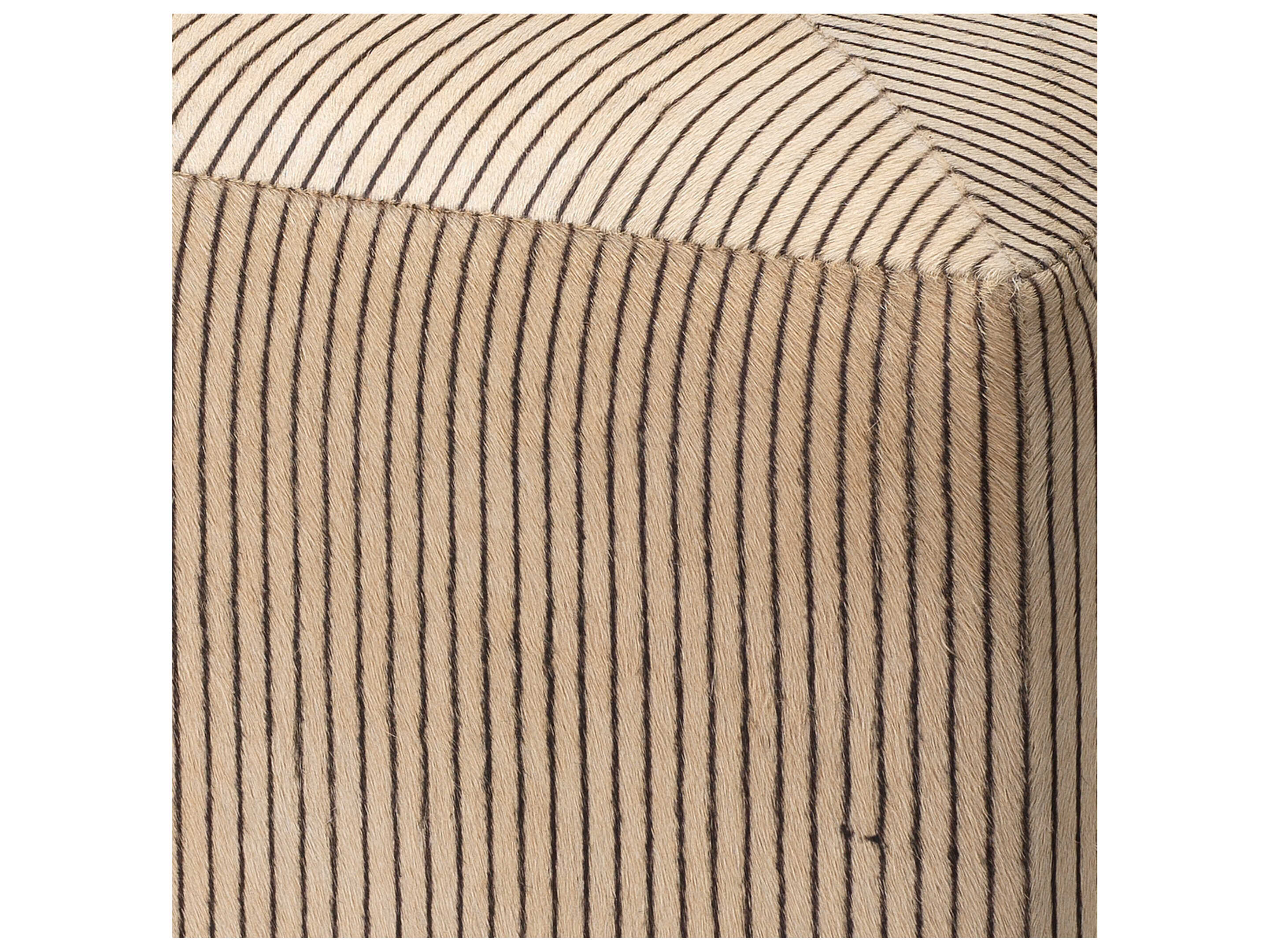 Jamie Young Black Cream Hide Leather Ottoman