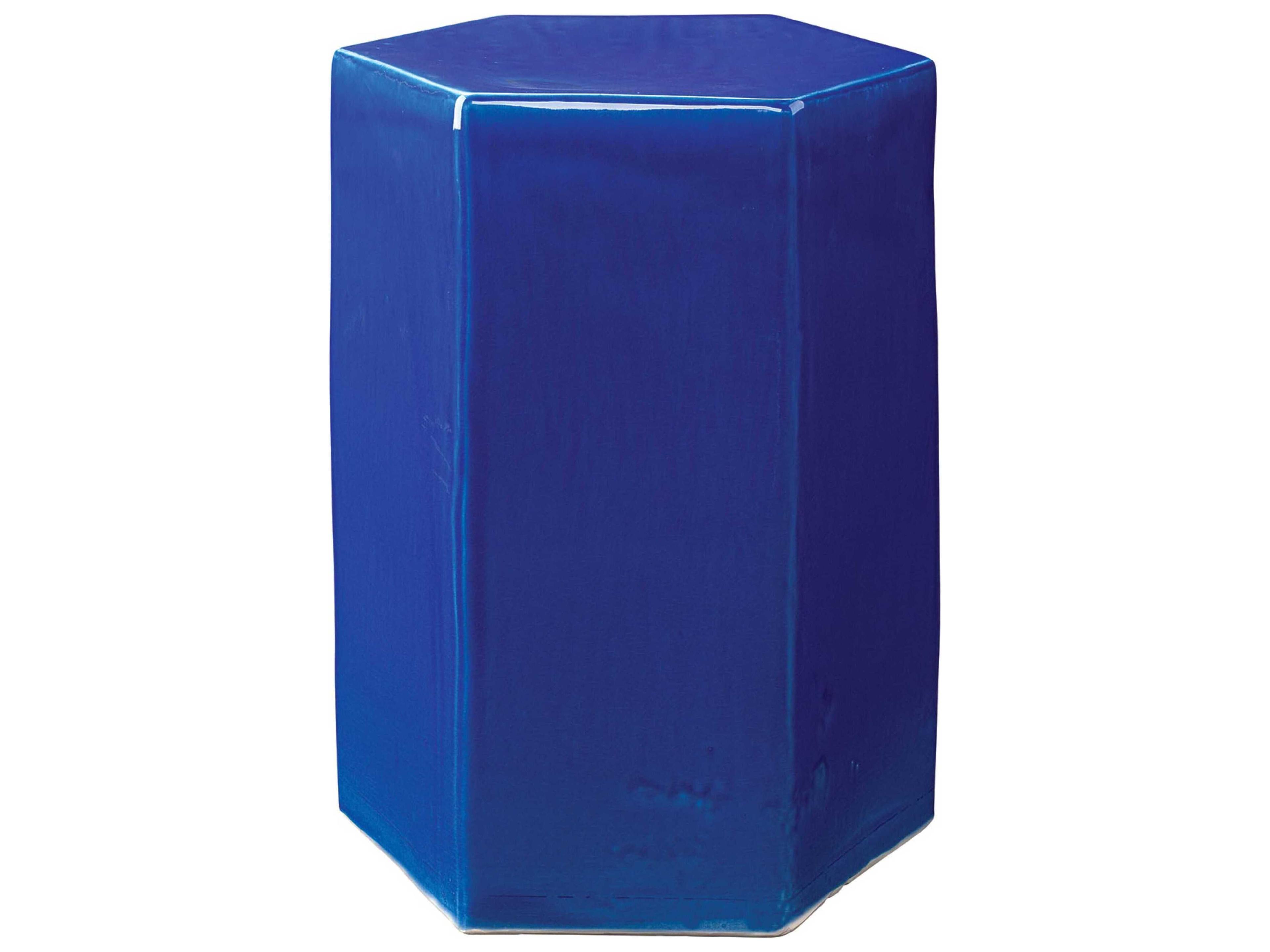Jamie Young Porto Hexagon Ceramic Cobalt Blue End Table