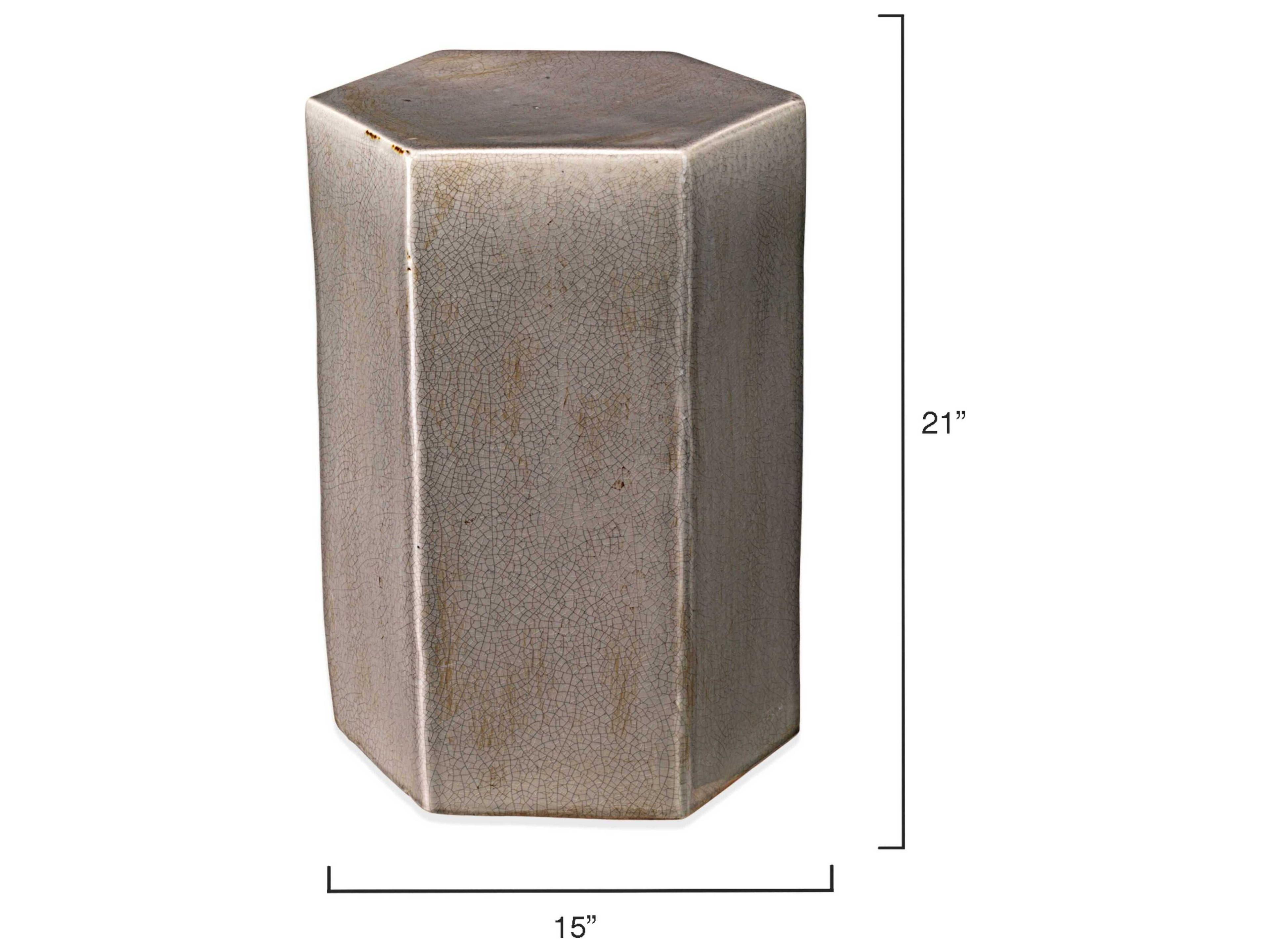 Jamie Young Porto Hexagon Ceramic Grey End Table