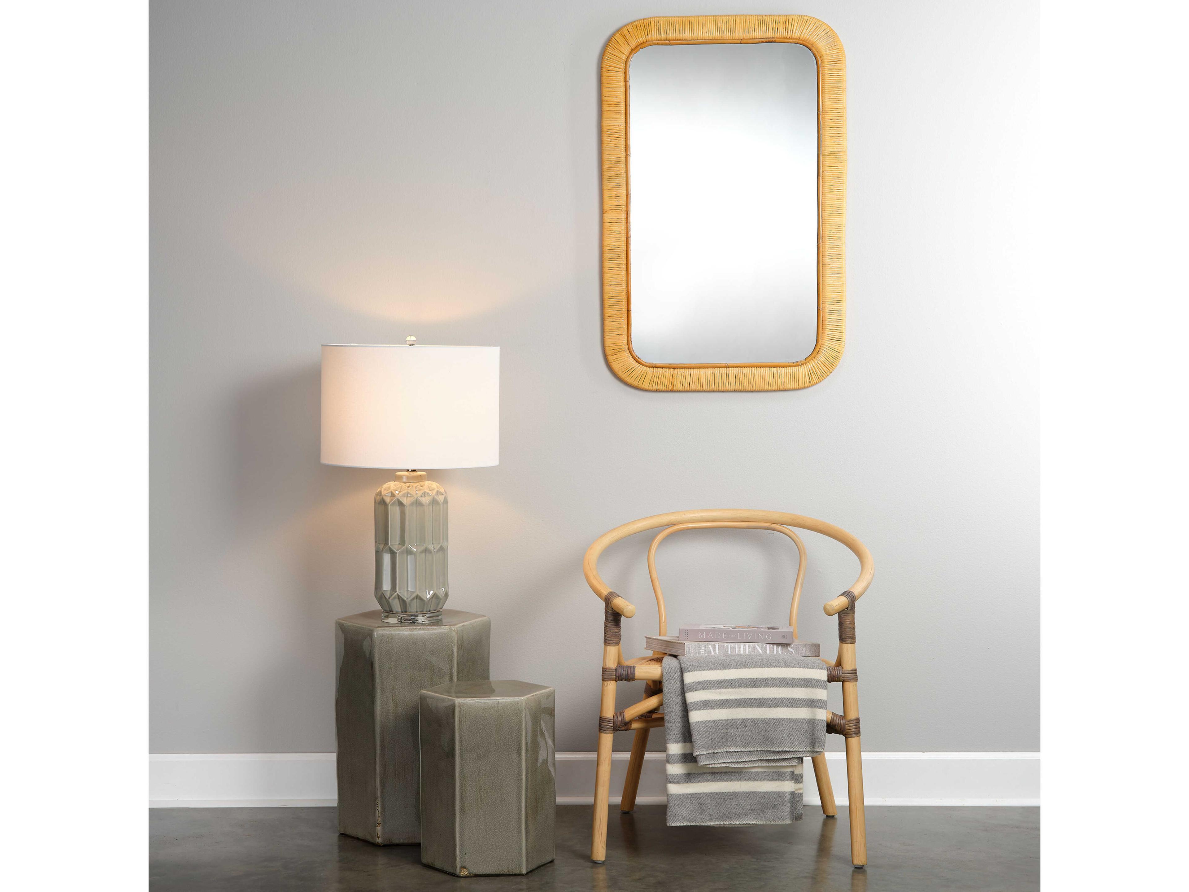 Jamie Young Porto Hexagon Ceramic Grey End Table