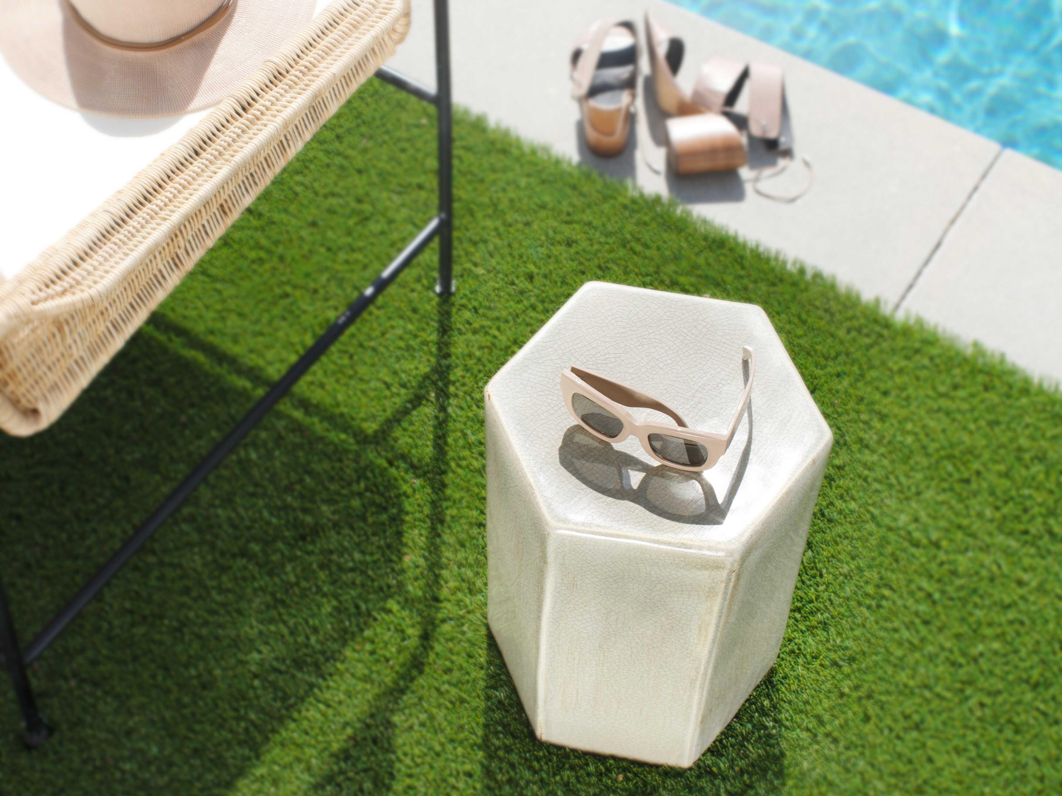 Jamie Young Porto Hexagon Ceramic Pistachio End Table