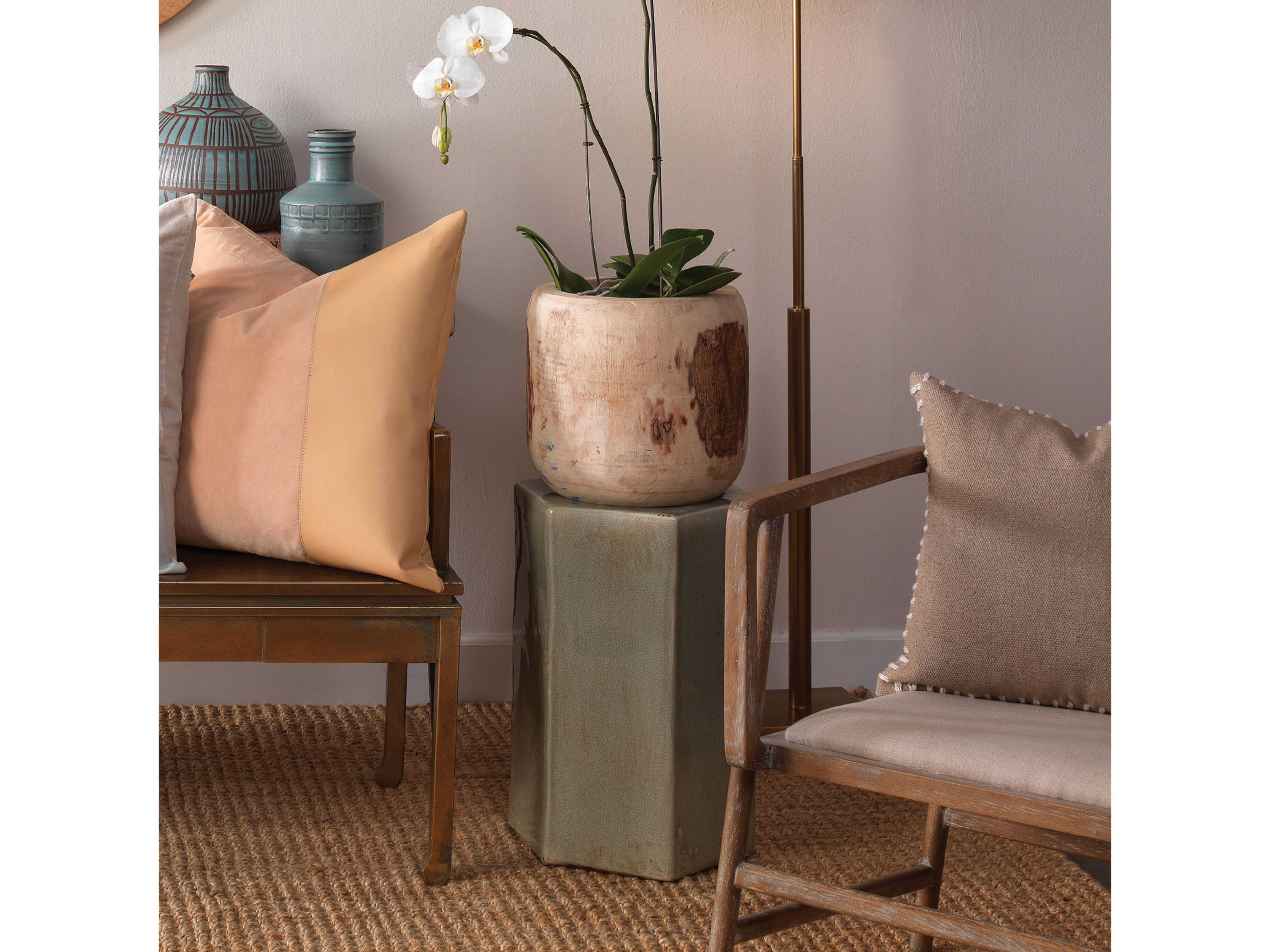 Jamie Young Porto Hexagon Ceramic Pistachio End Table