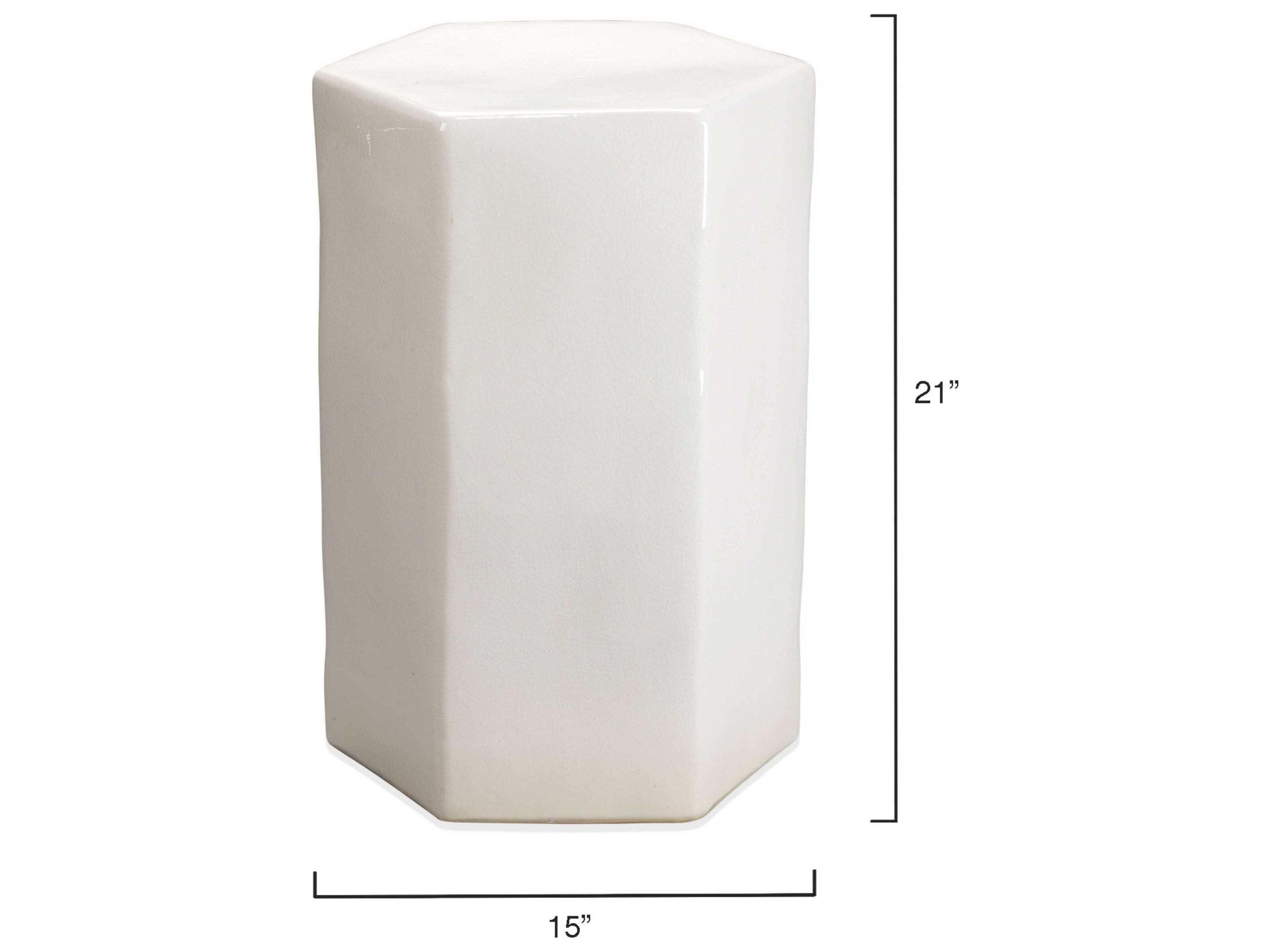 Jamie Young Porto Hexagon White Ceramic End Table