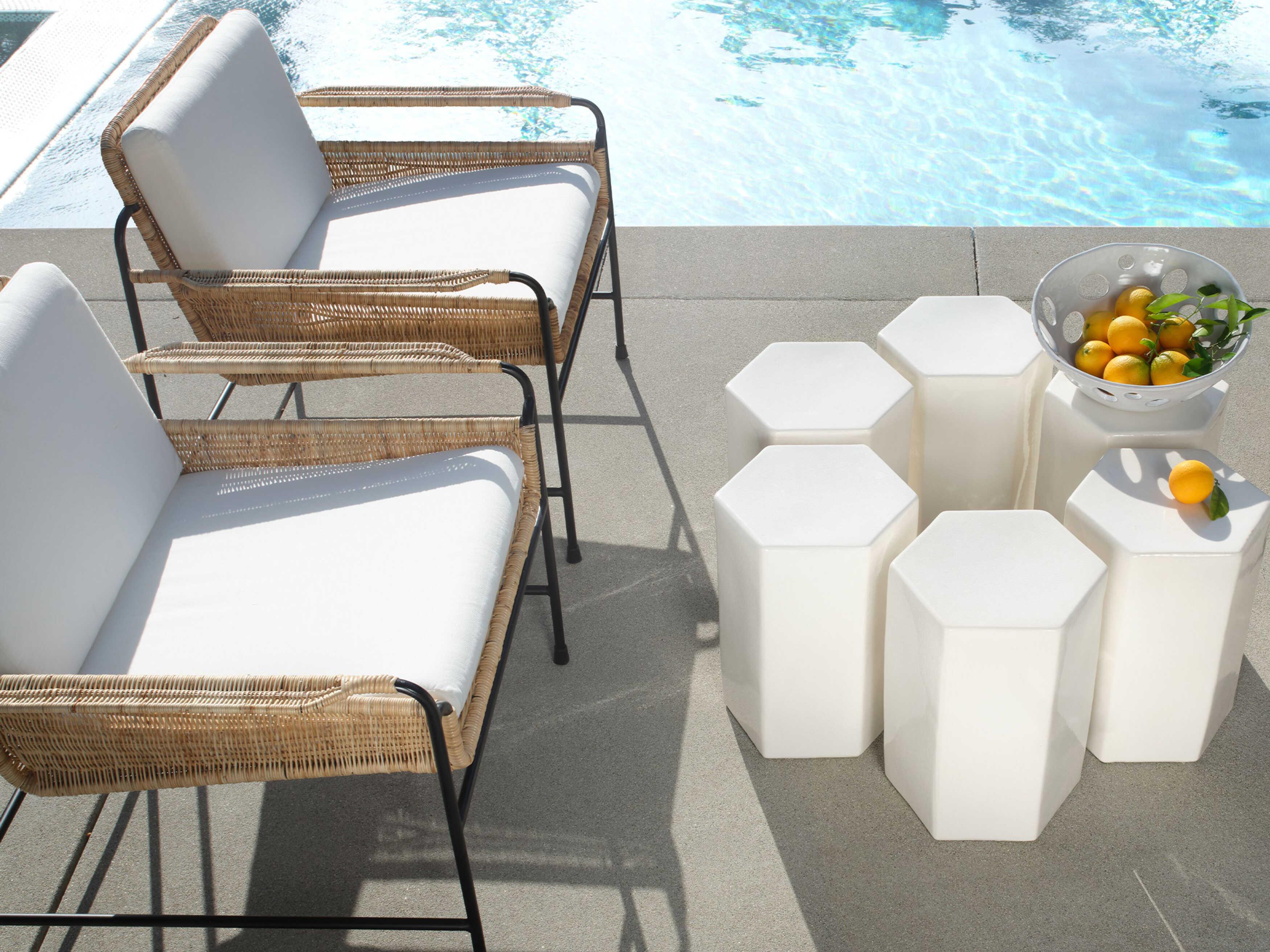 Jamie Young Porto Hexagon White Ceramic End Table