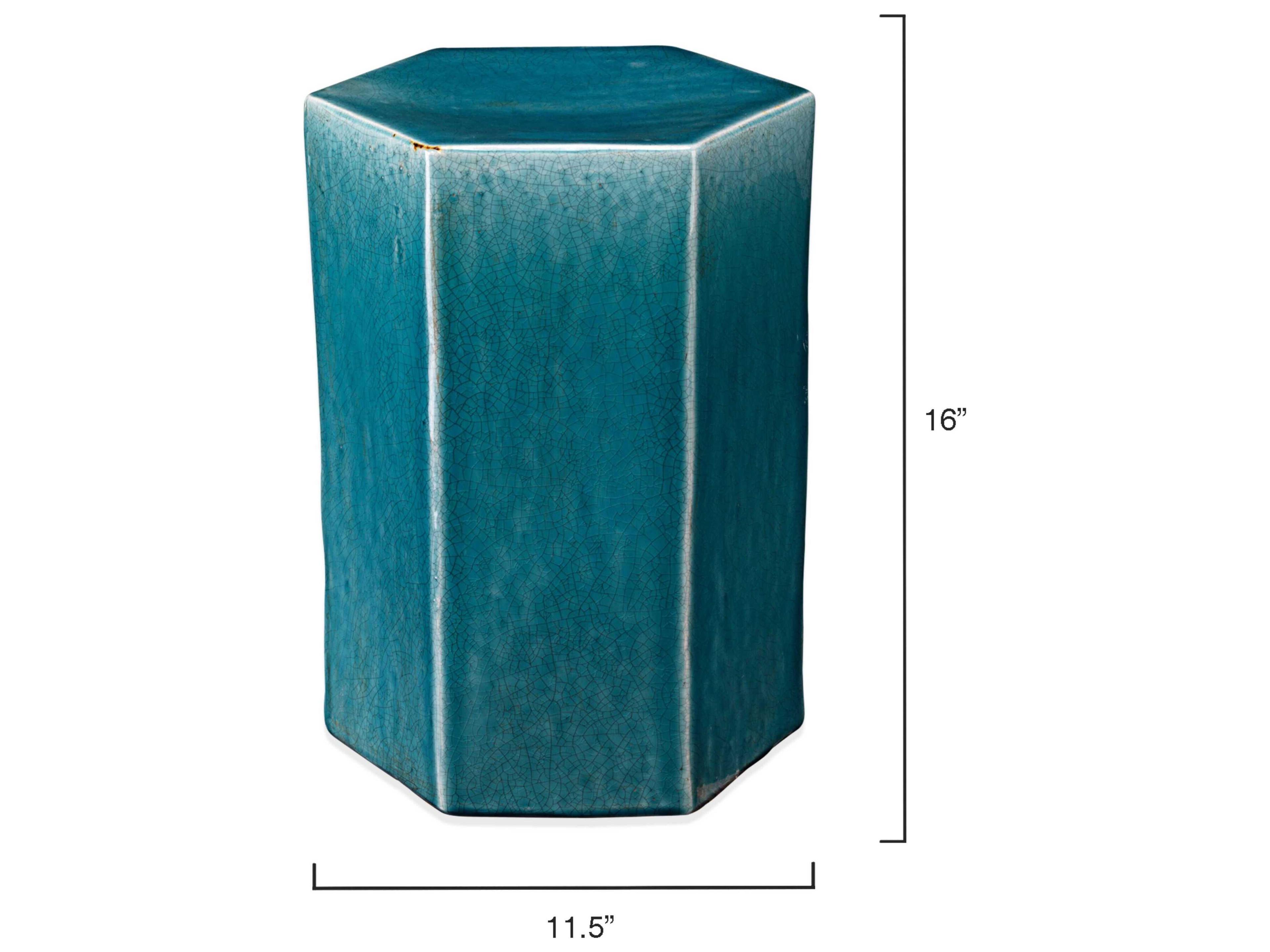 Jamie Young Porto Hexagon Azure Ceramic End Table