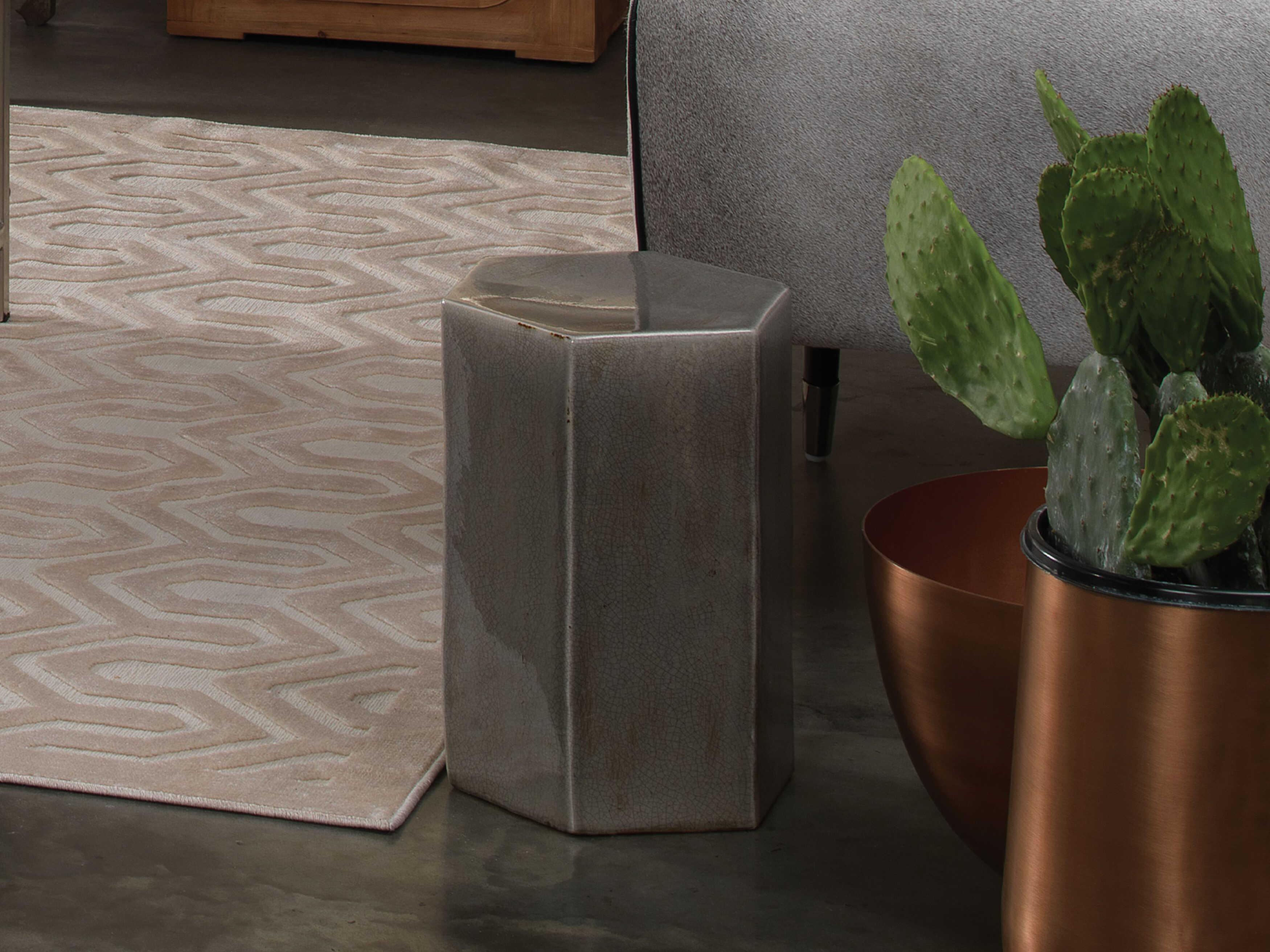 Jamie Young Porto Hexagon Ceramic Pistachio End Table