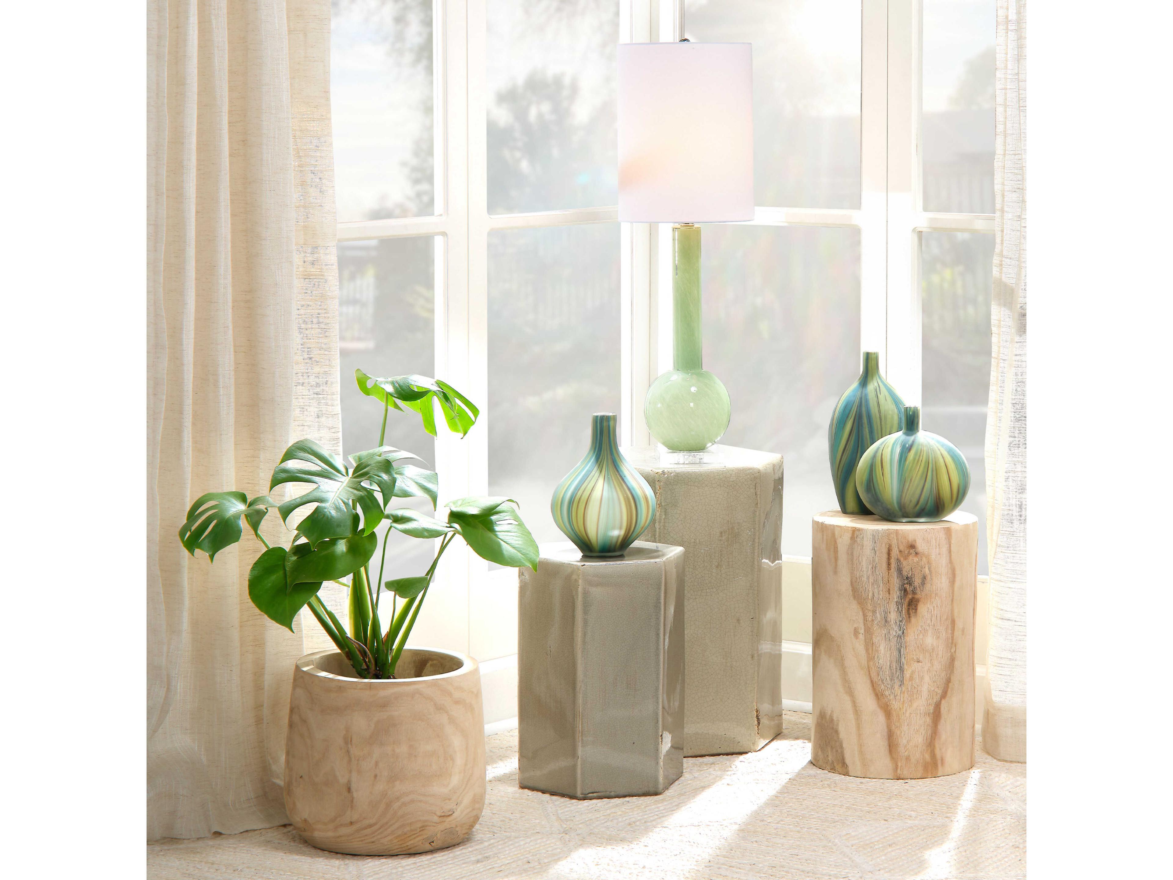 Jamie Young Porto Hexagon Ceramic Pistachio End Table