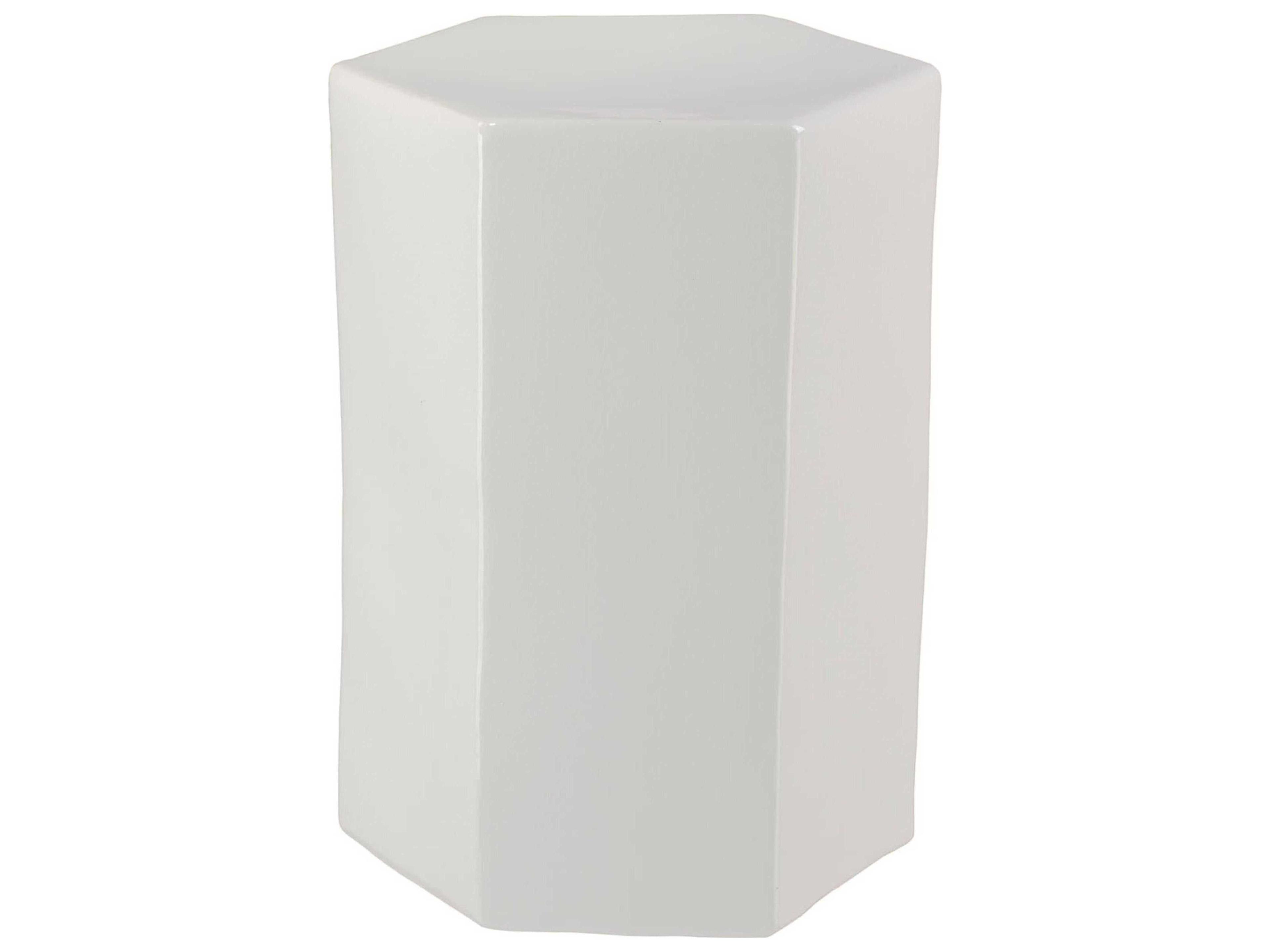 Jamie Young Porto Hexagon Ceramic White End Table