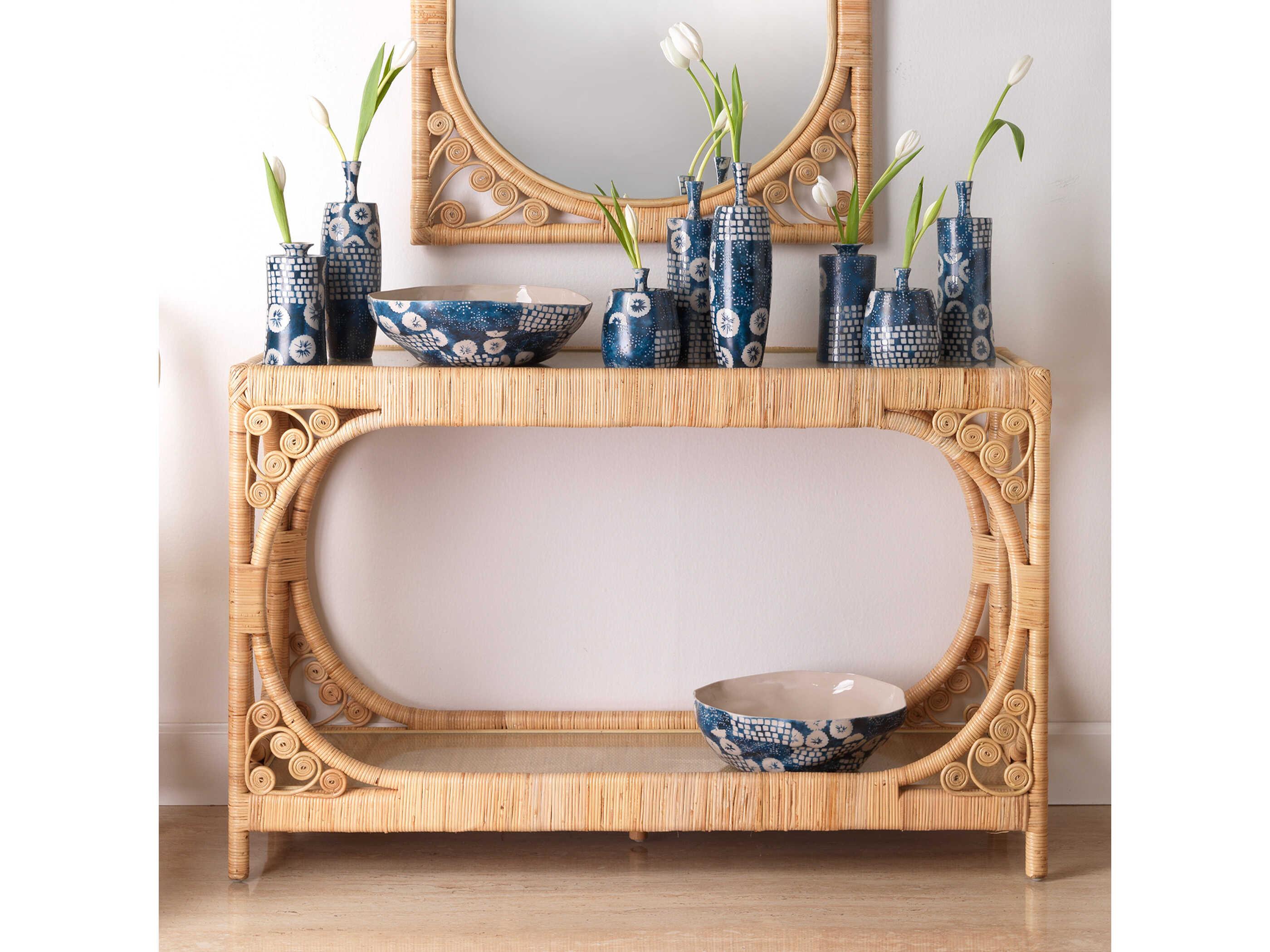 Jamie Young Primrose Rectangular Glass Natural Console Table