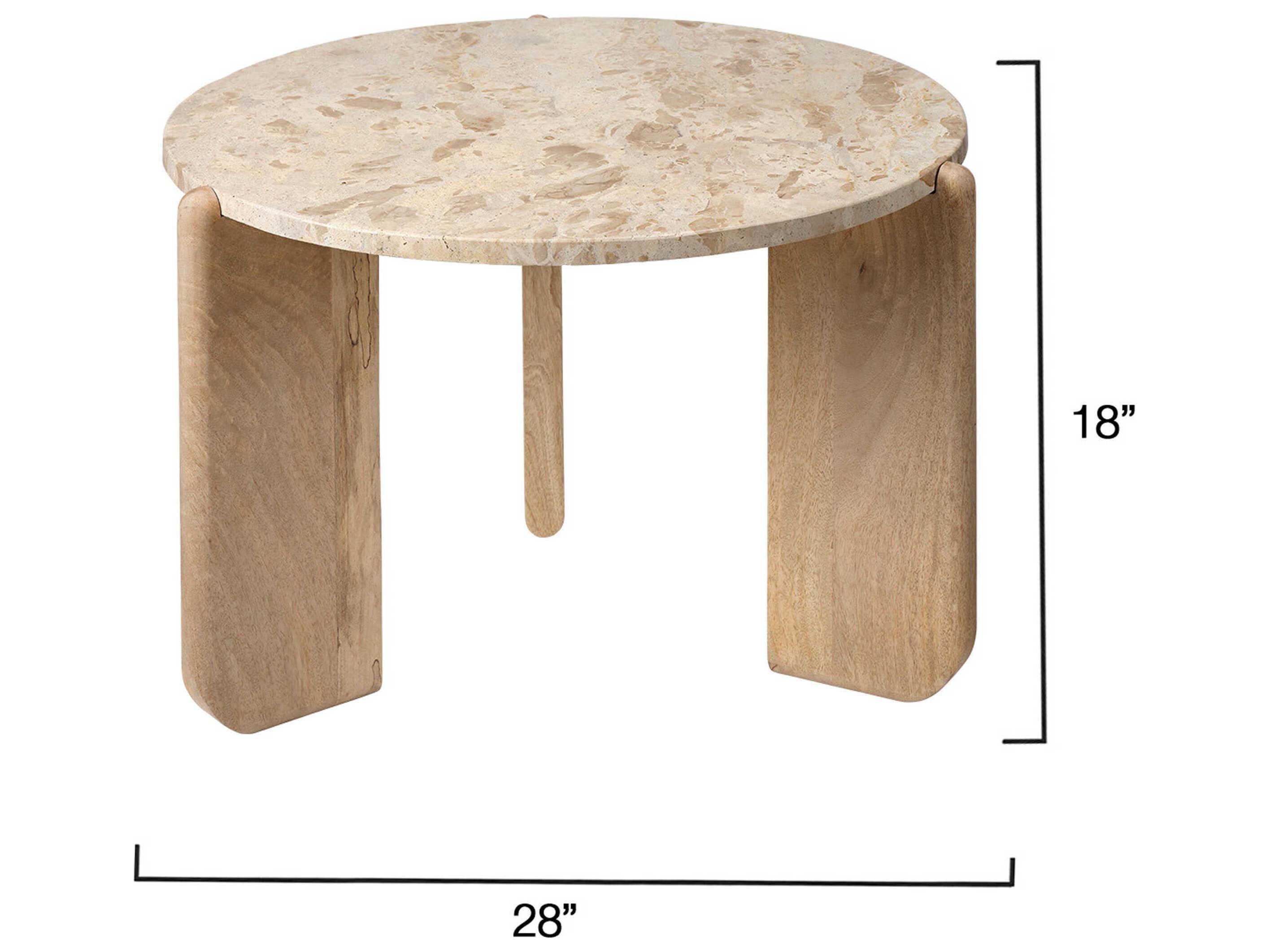 Jamie Young Quarry 28" Round Stone Natural Coffee Table