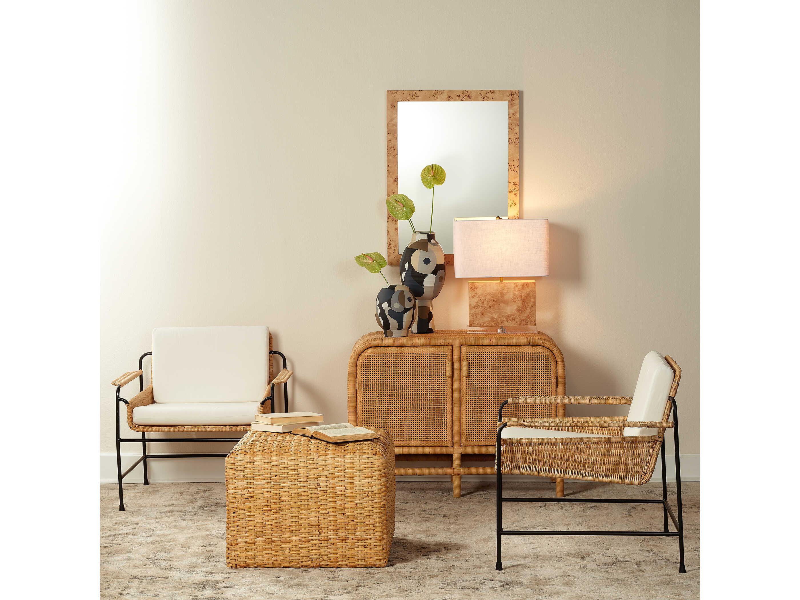 Jamie Young Natural Rattan Brown Ottoman