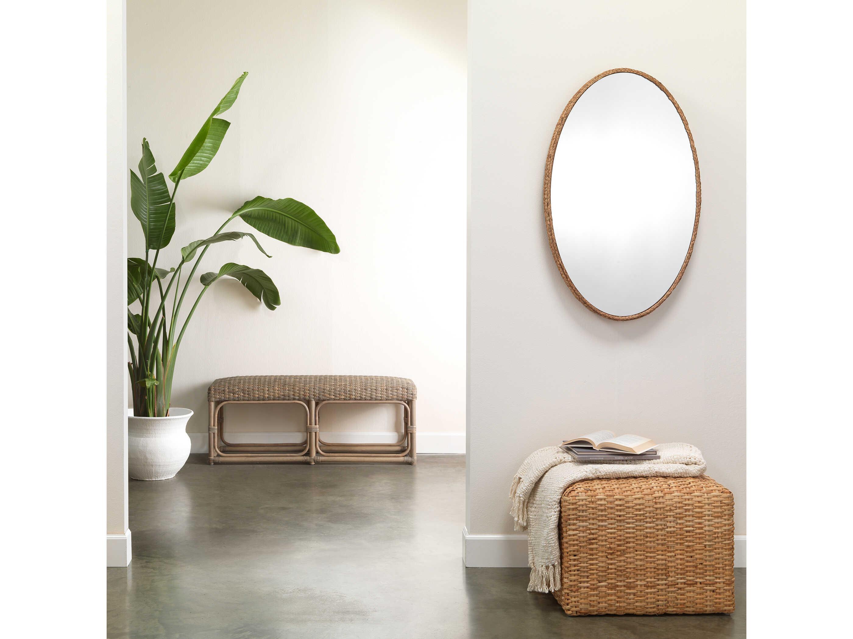 Jamie Young Natural Rattan Brown Ottoman