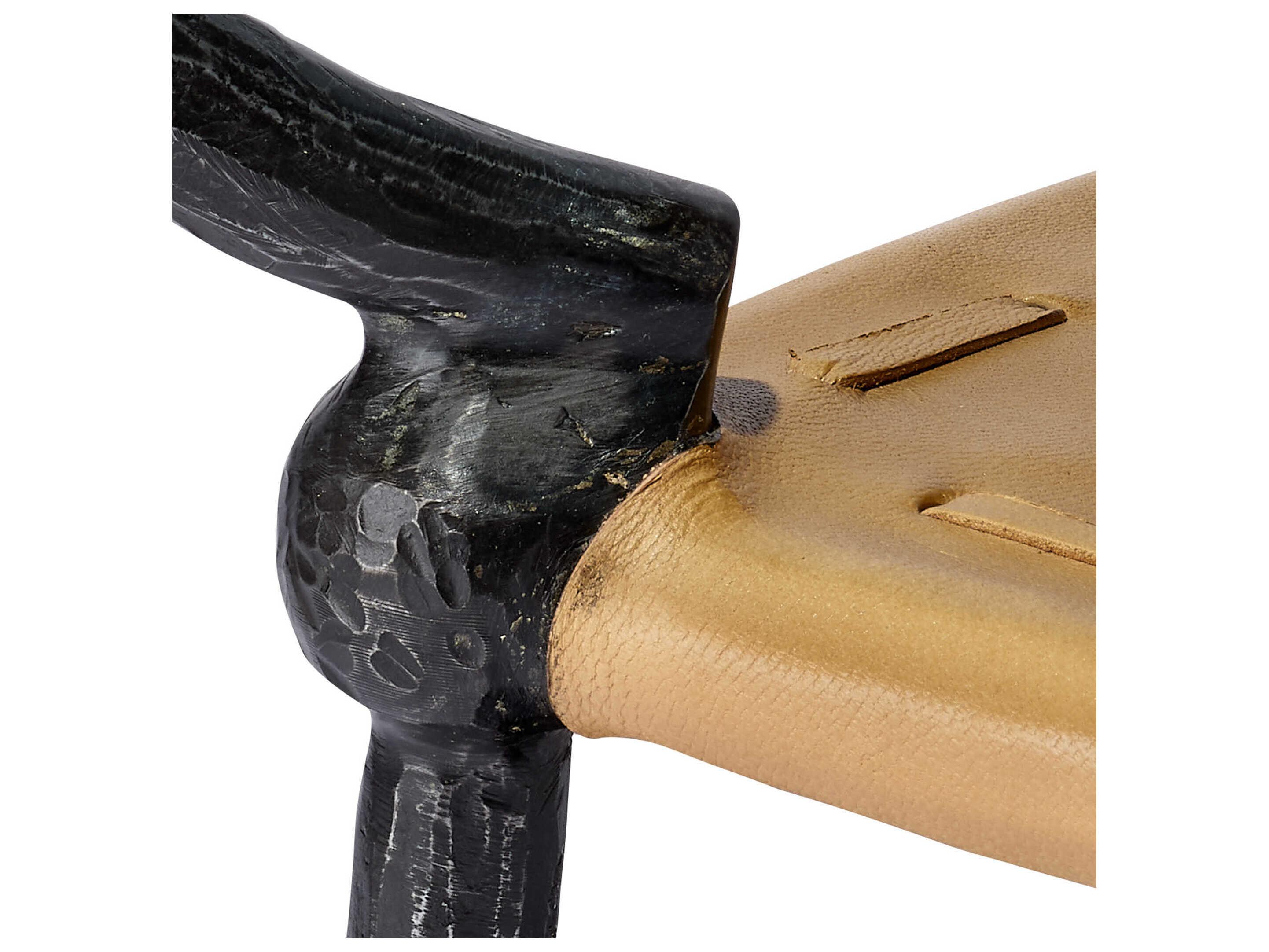 Jamie Young Renzo Square Glass Black Cashew Leather End Table