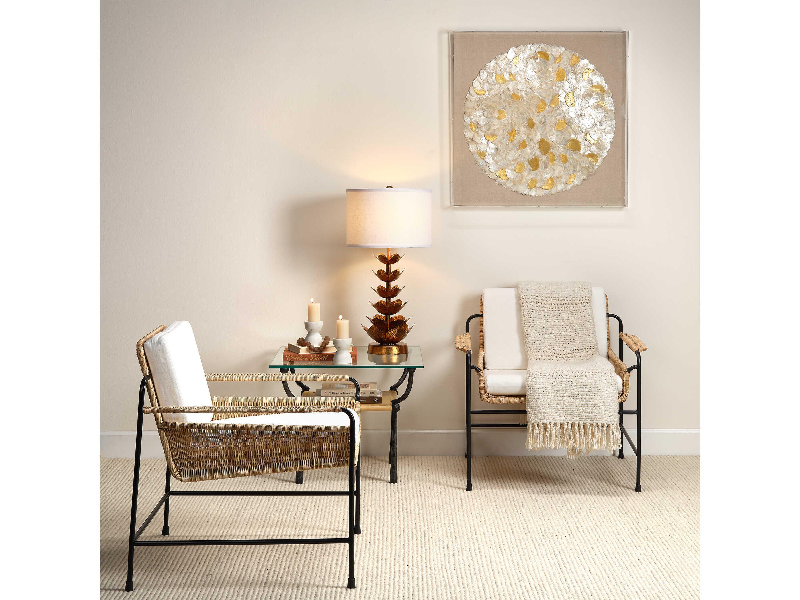 Jamie Young Renzo Square Glass Black Cashew Leather End Table