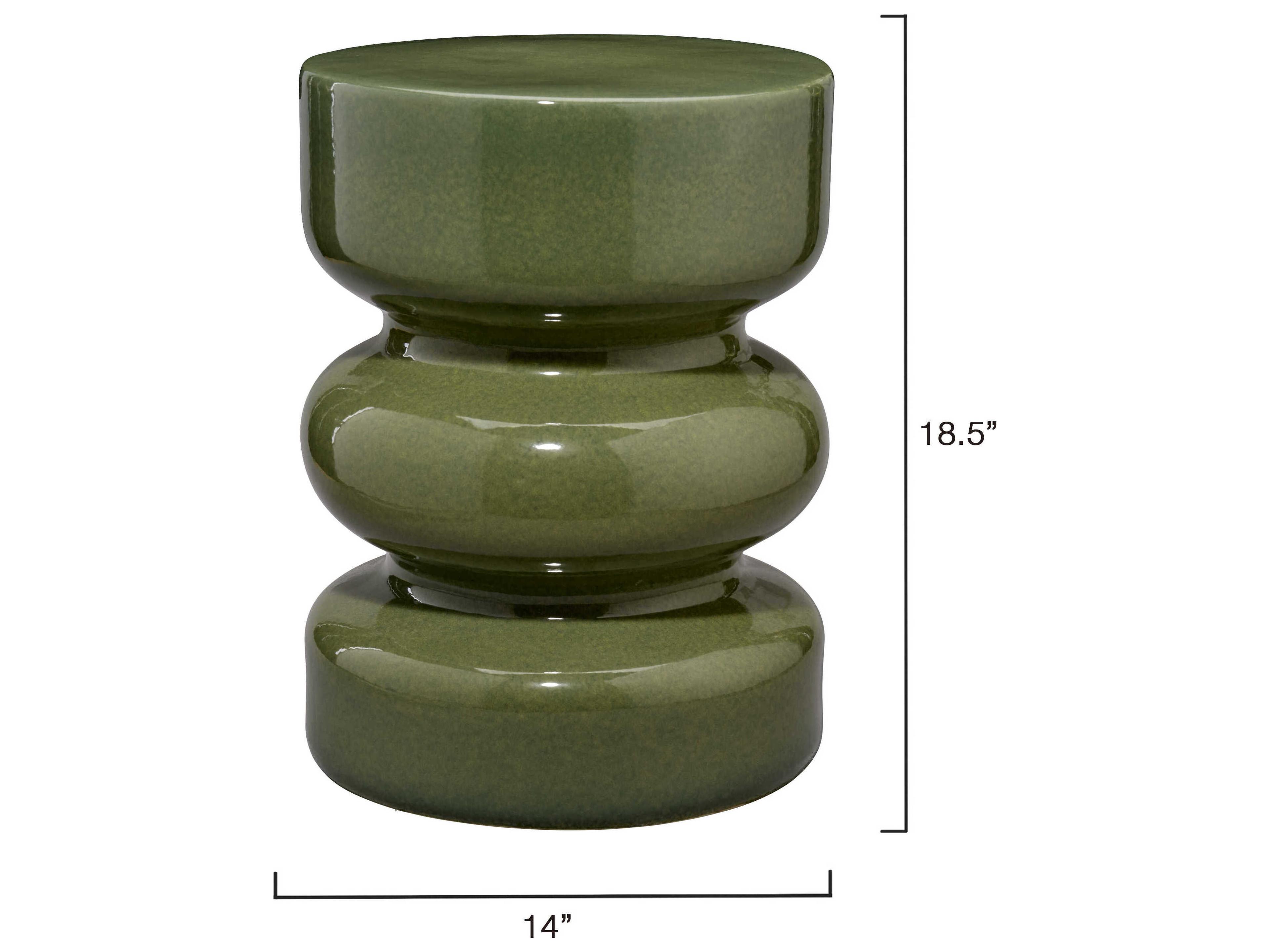 Jamie Young Saguaro Reactive Green Glaze Accent Stool