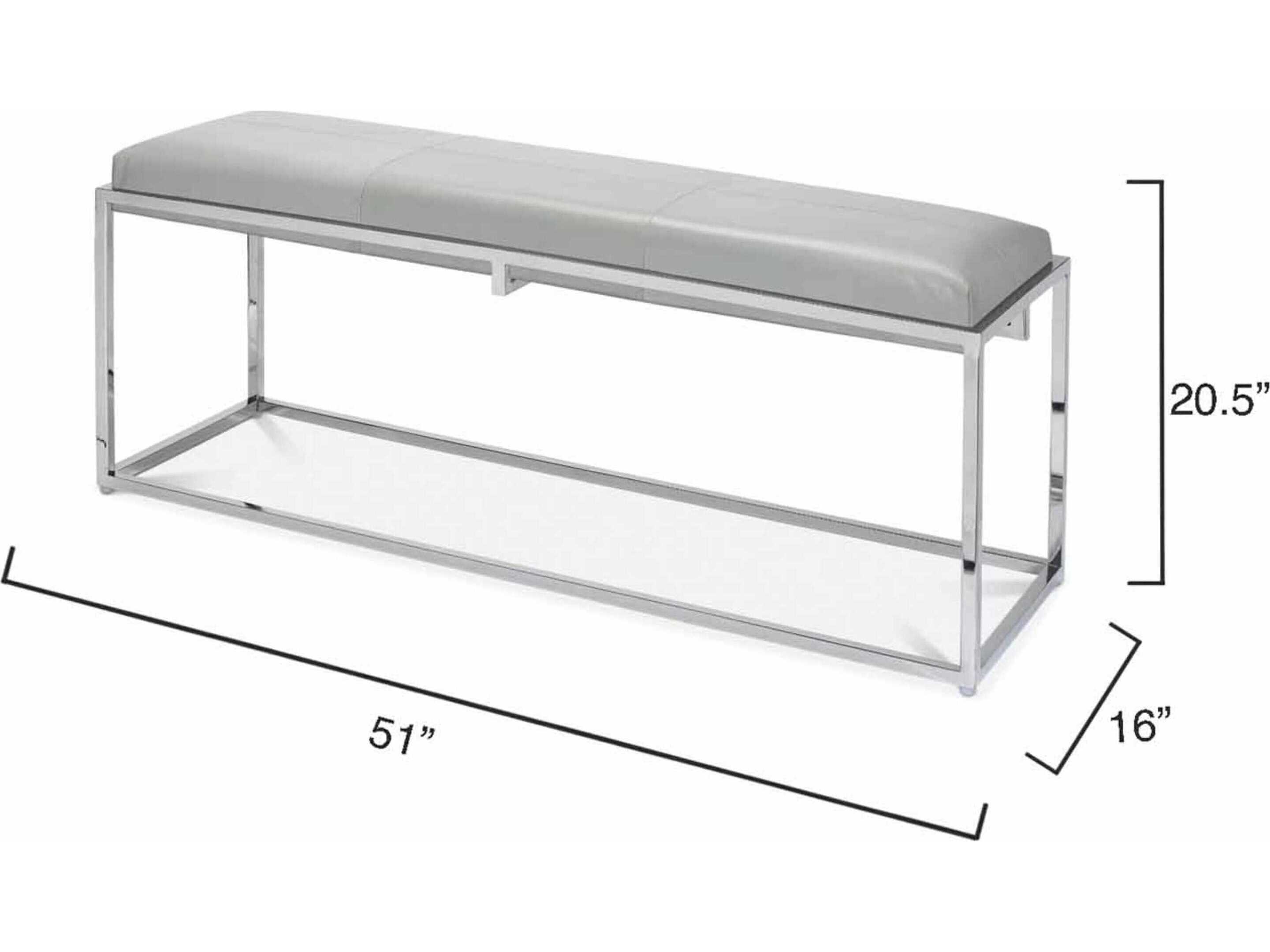 Jamie Young Shelby Dove Nickel Gray Leather Accent Bench