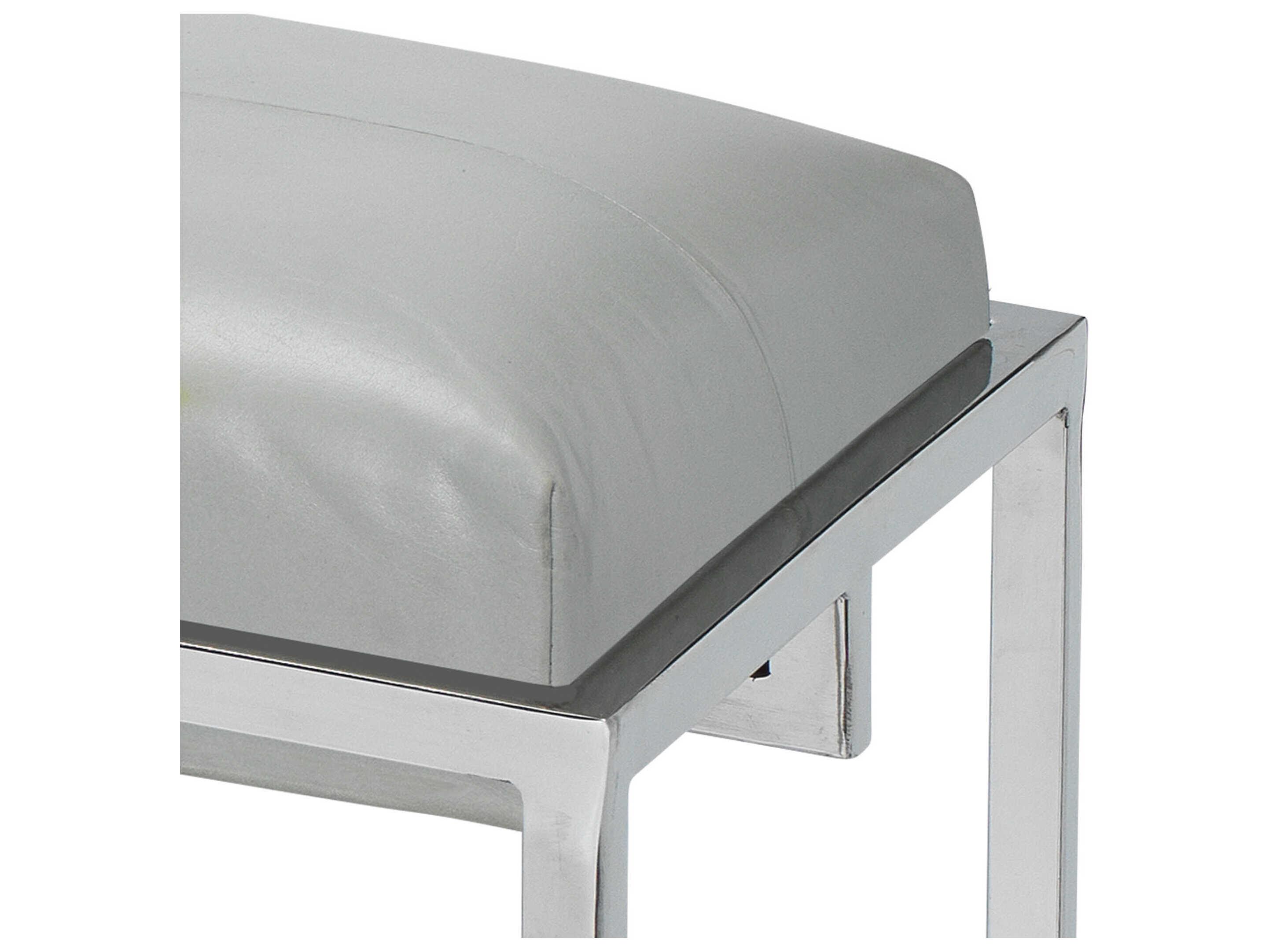 Jamie Young Shelby Dove Nickel Gray Leather Accent Bench