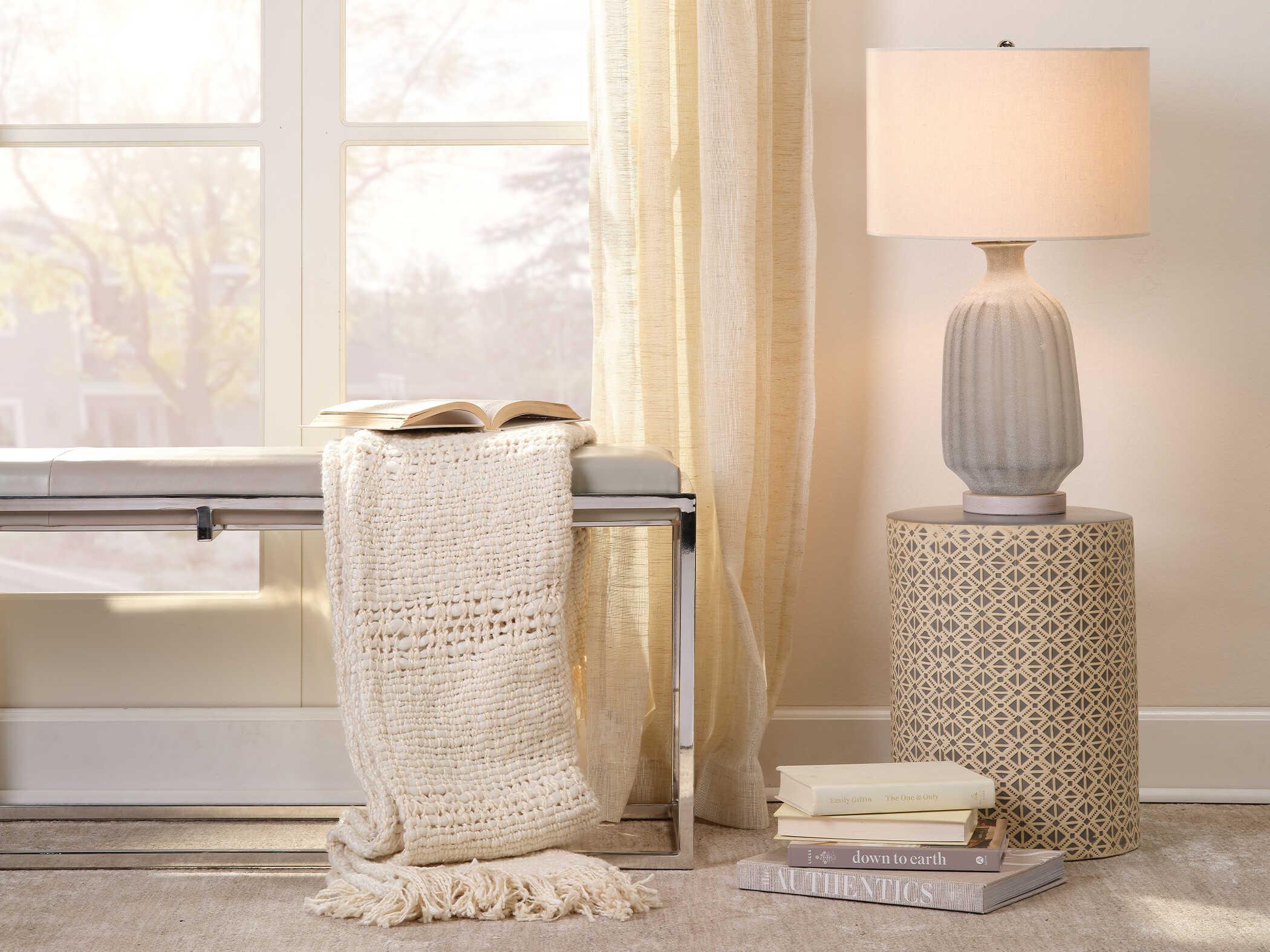 Jamie Young Shelby Dove Nickel Gray Leather Accent Bench