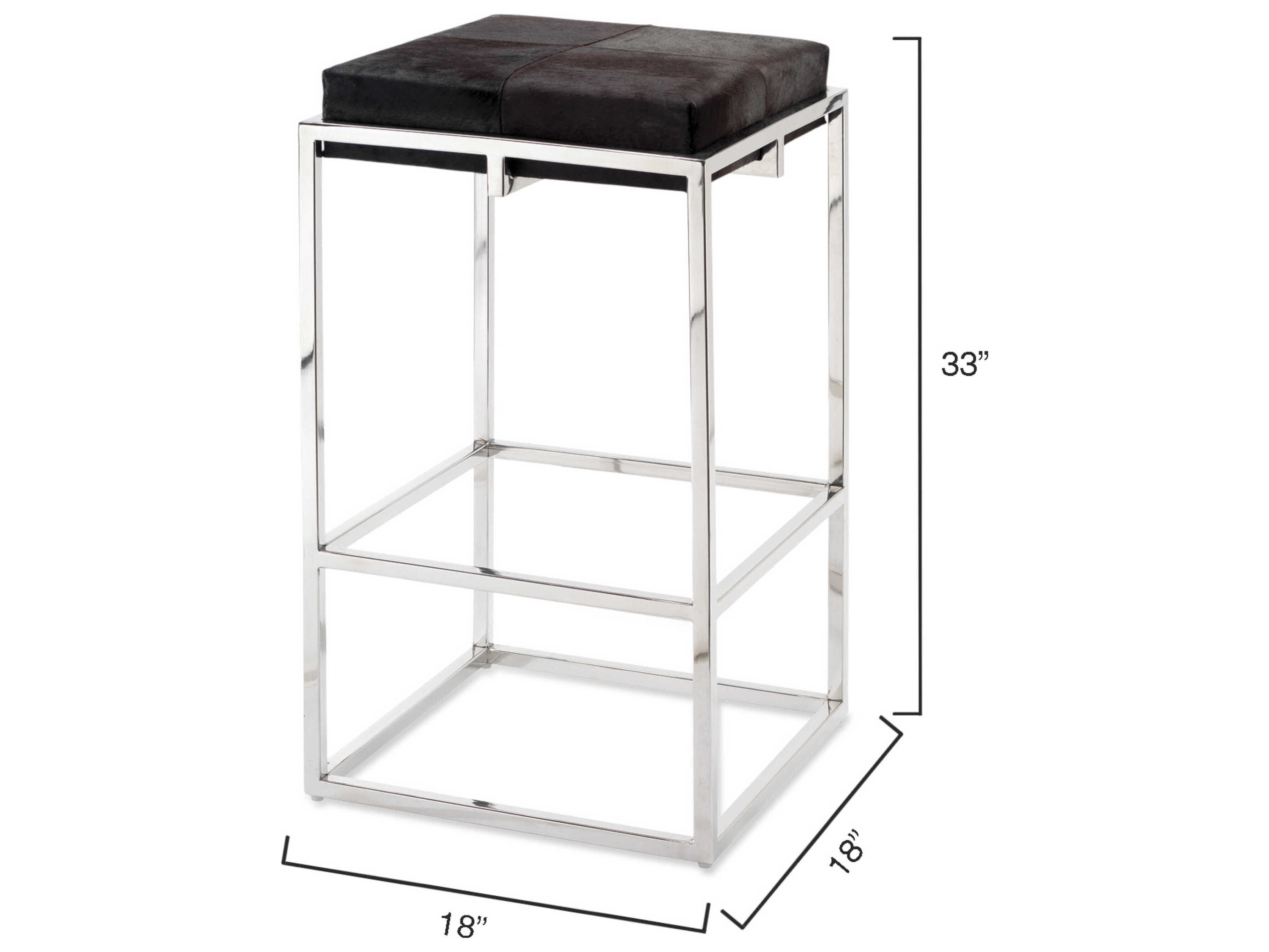 Jamie Young Shelby Leather Espresso Hide Nickel Metal Bar Stool