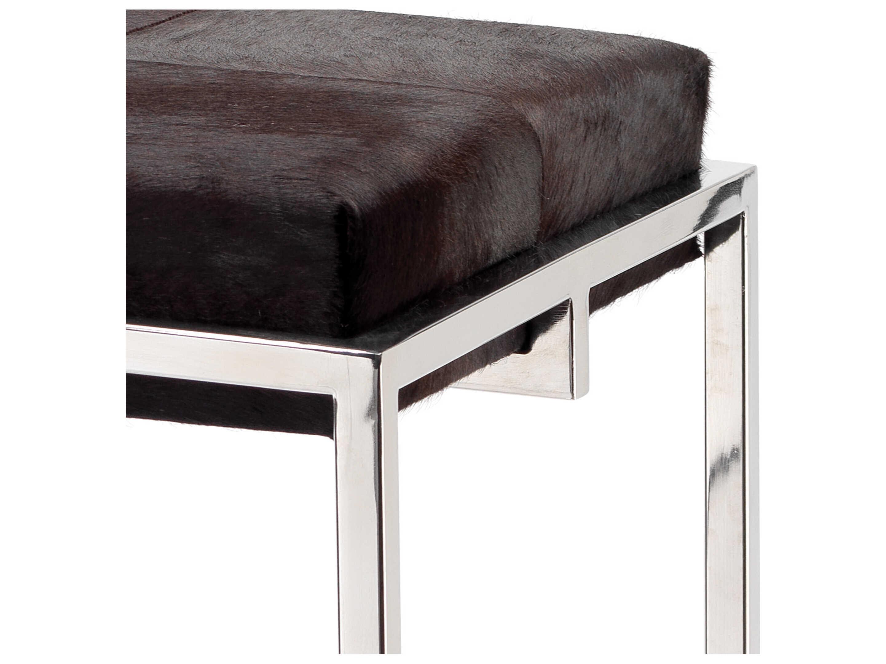Jamie Young Shelby Leather Espresso Hide Nickel Metal Bar Stool